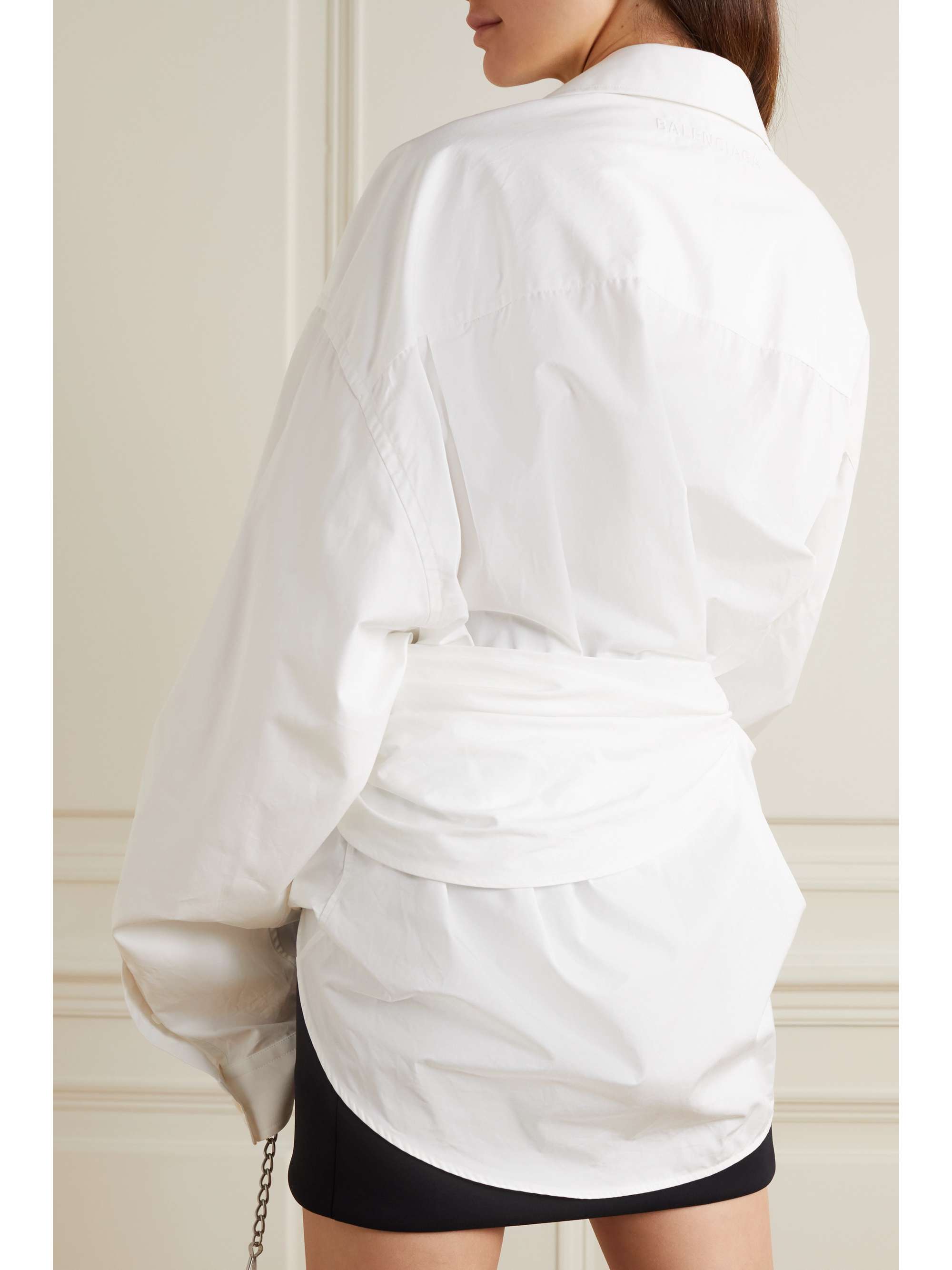 BALENCIAGA Oversized asymmetric cotton-poplin wrap shirt