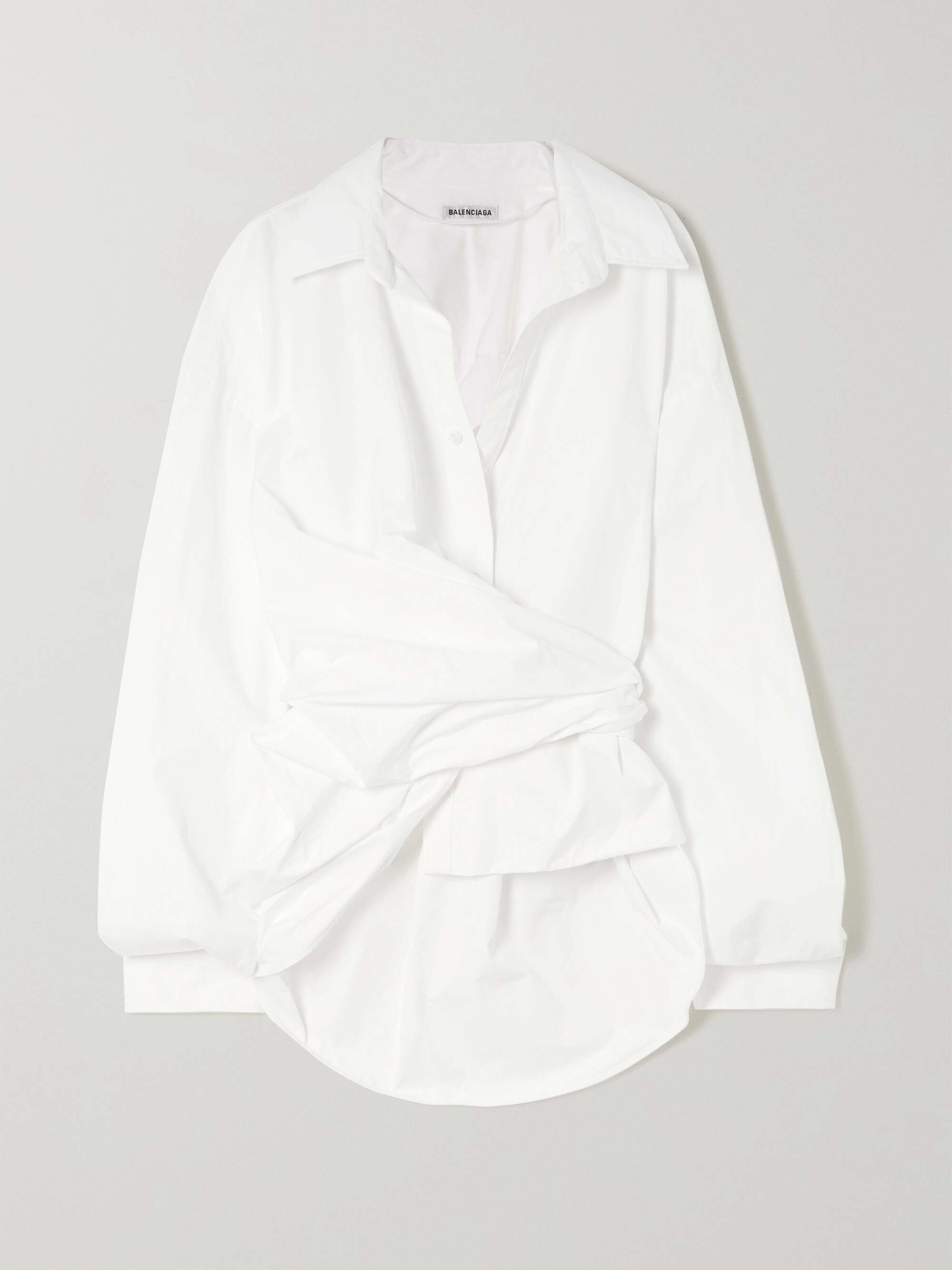 BALENCIAGA Oversized asymmetric cotton-poplin wrap shirt | NET-A-PORTER