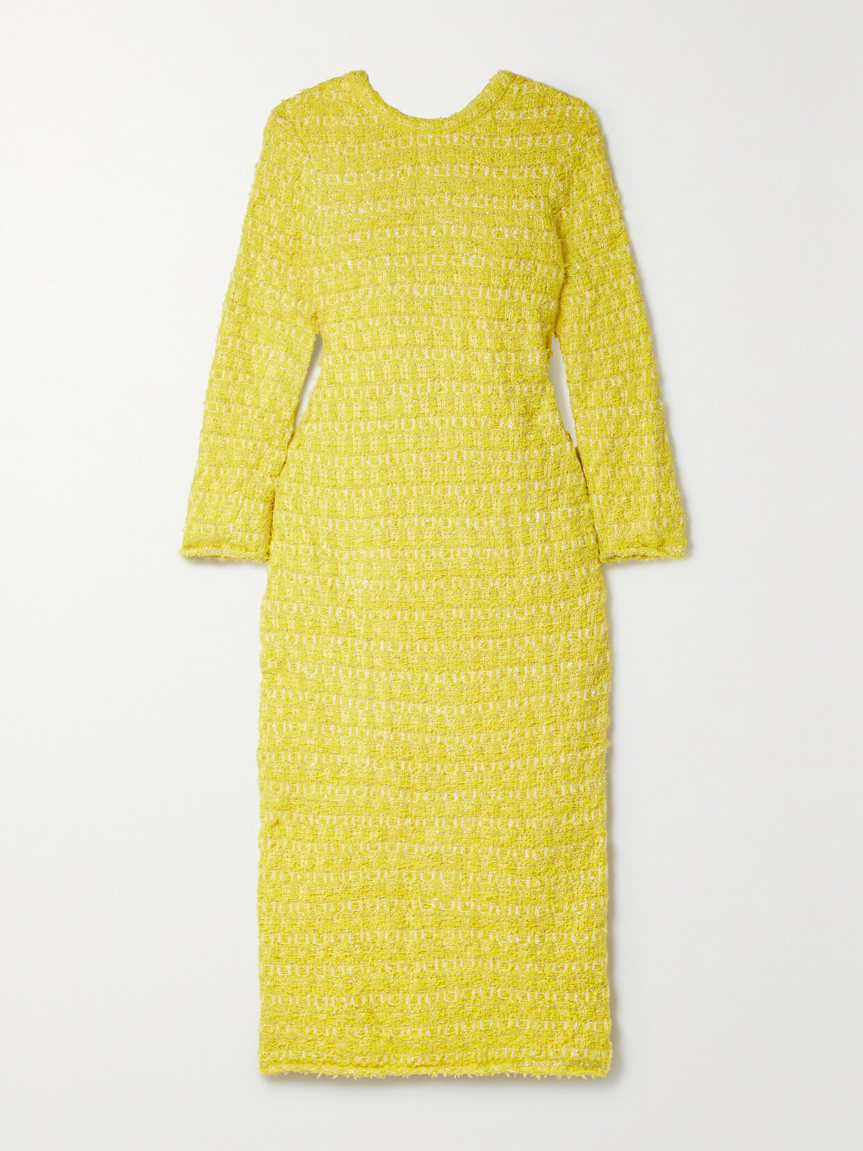 Balenciaga Metallic Stretch-tweed Dress - Yellow
