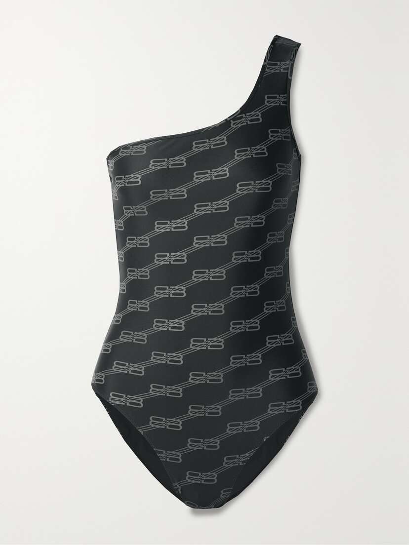 Balenciaga One-shoulder Printed Swimsuit