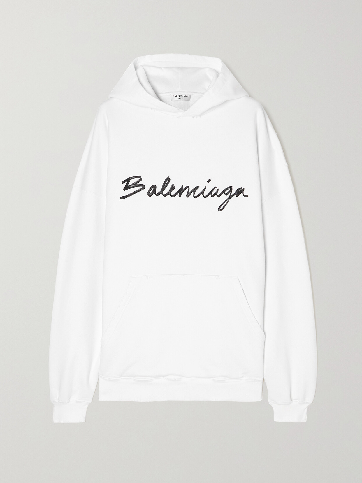 Balenciaga Printed Cotton-jersey Hoodie - White