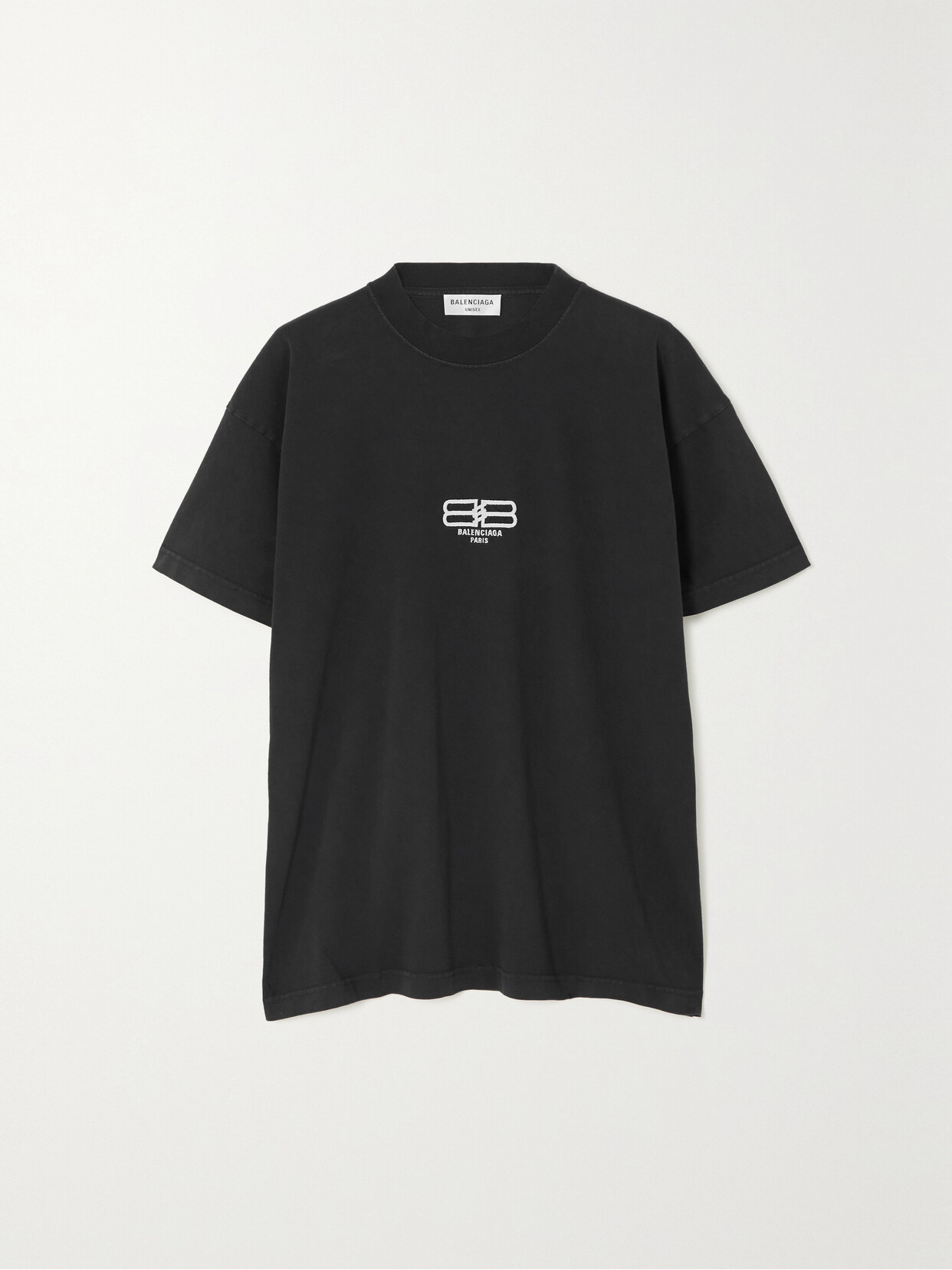 Balenciaga Embroidered Cotton-jersey T-shirt - Black