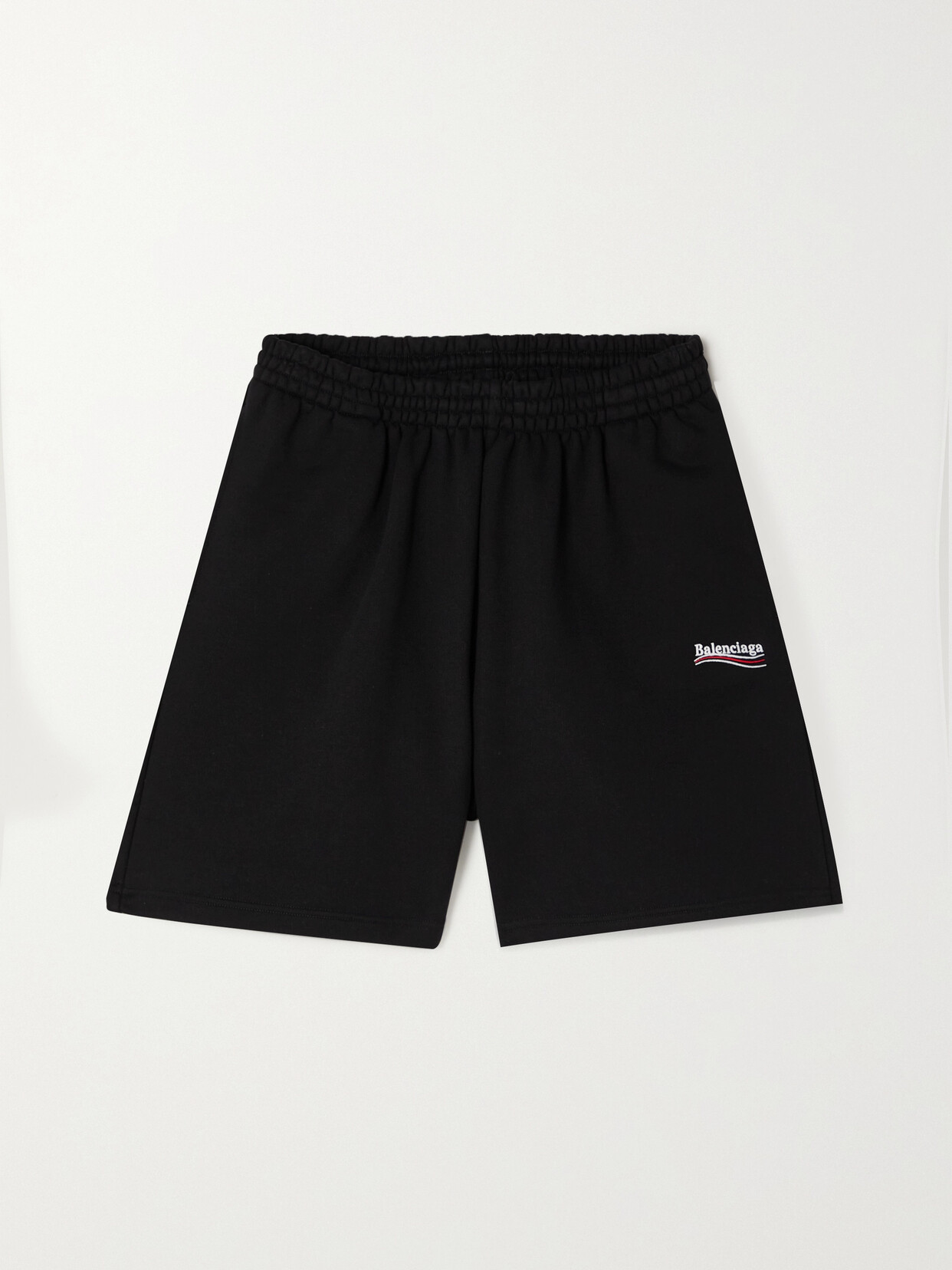 Balenciaga Embroidered Cotton-jersey Shorts - Black
