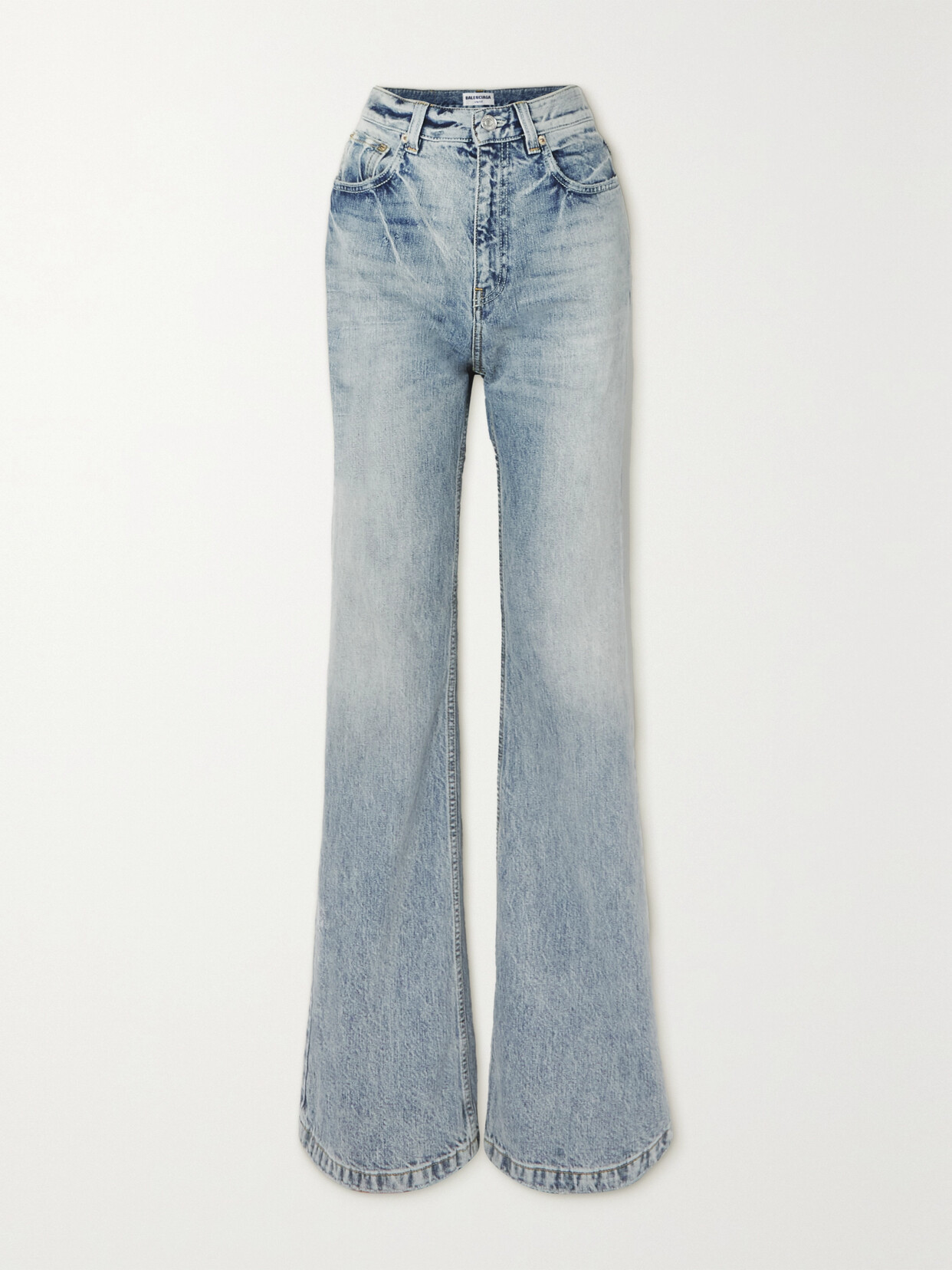 Balenciaga Distressed High-rise Flared Jeans - Blue