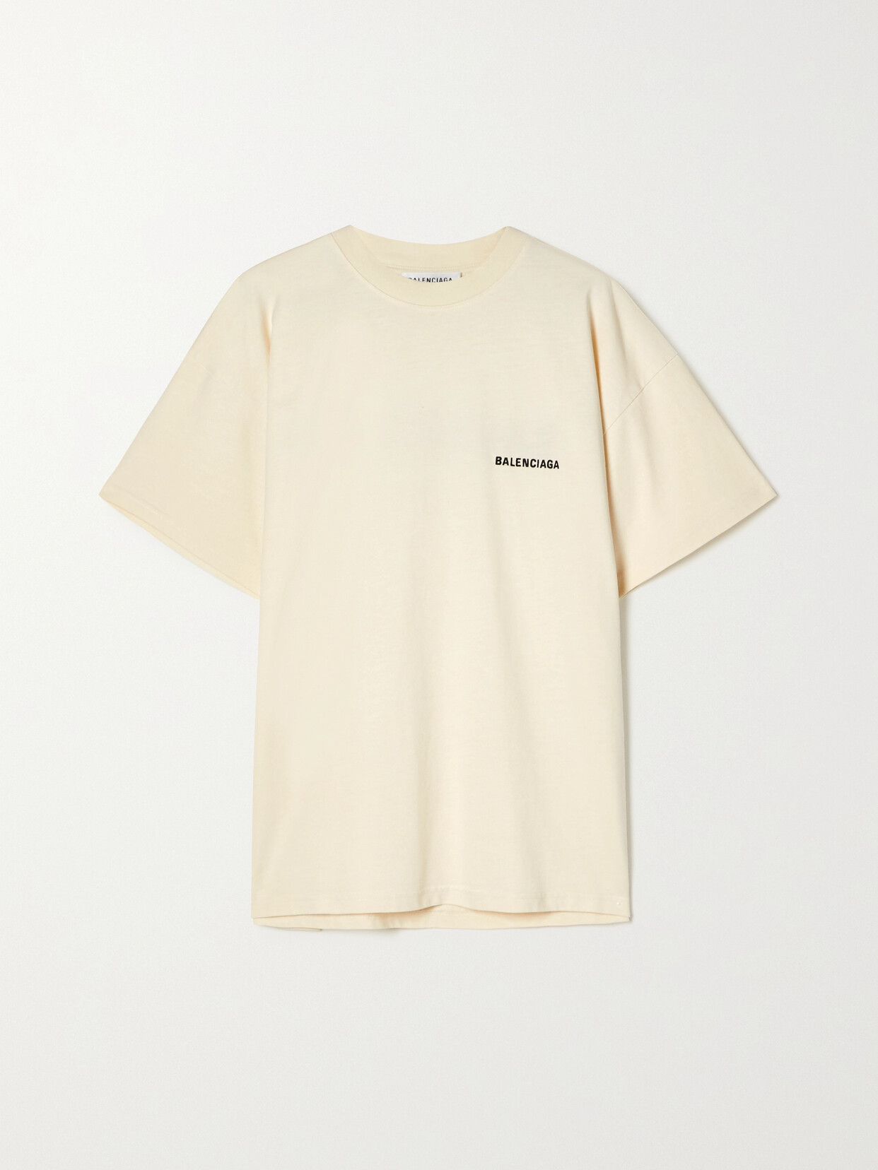 Balenciaga Embroidered Cotton-jersey T-shirt - Cream