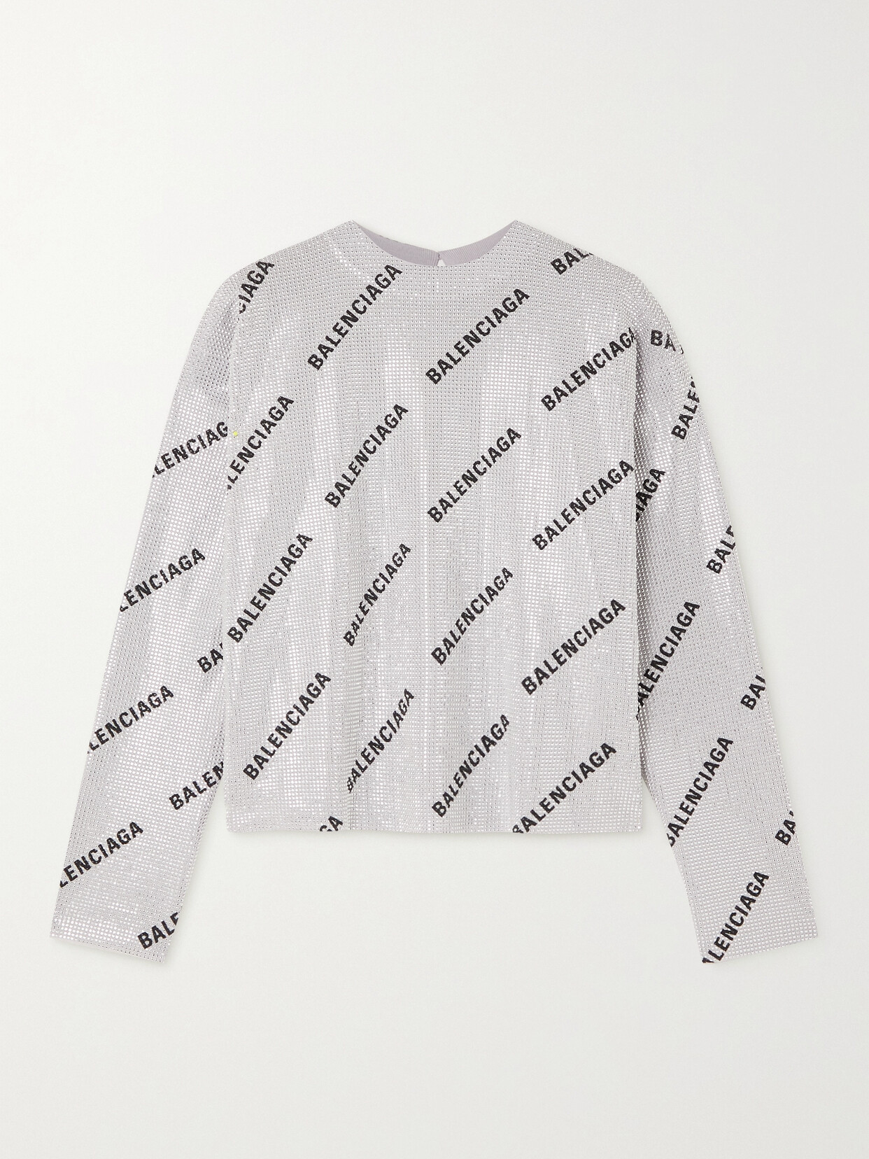 Balenciaga Crystal-embellished Printed Wool Top In Silver