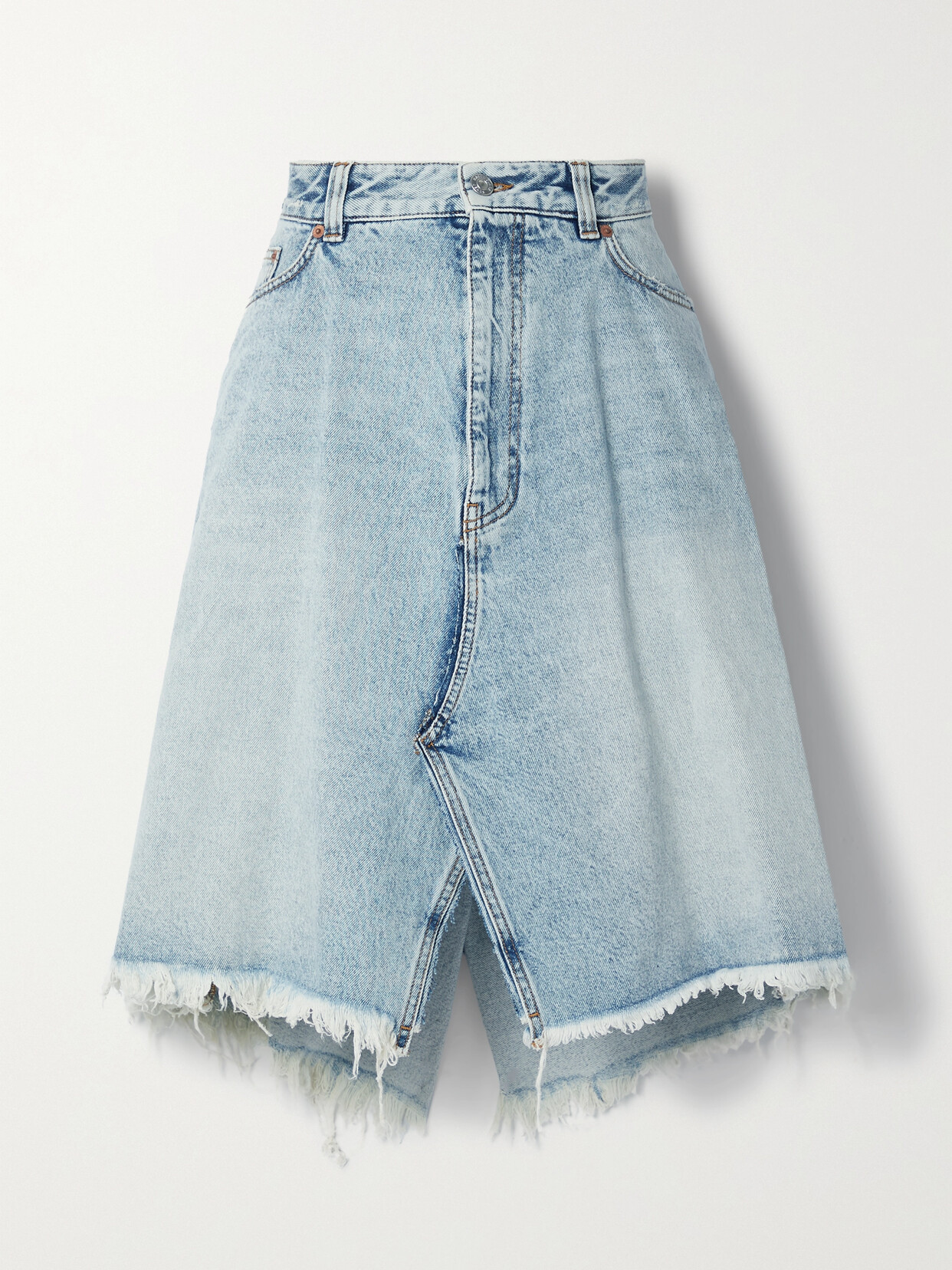 Balenciaga - Frayed Denim Skirt - Blue