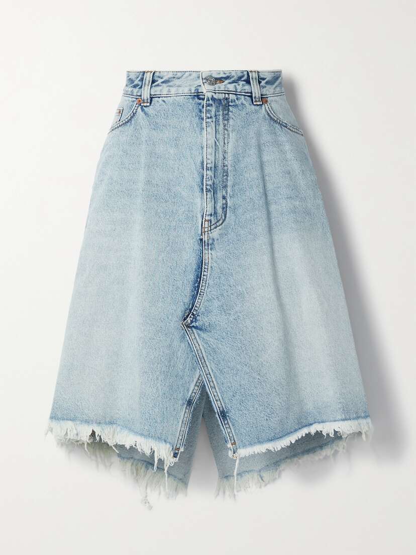 Balenciaga Frayed Denim Skirt