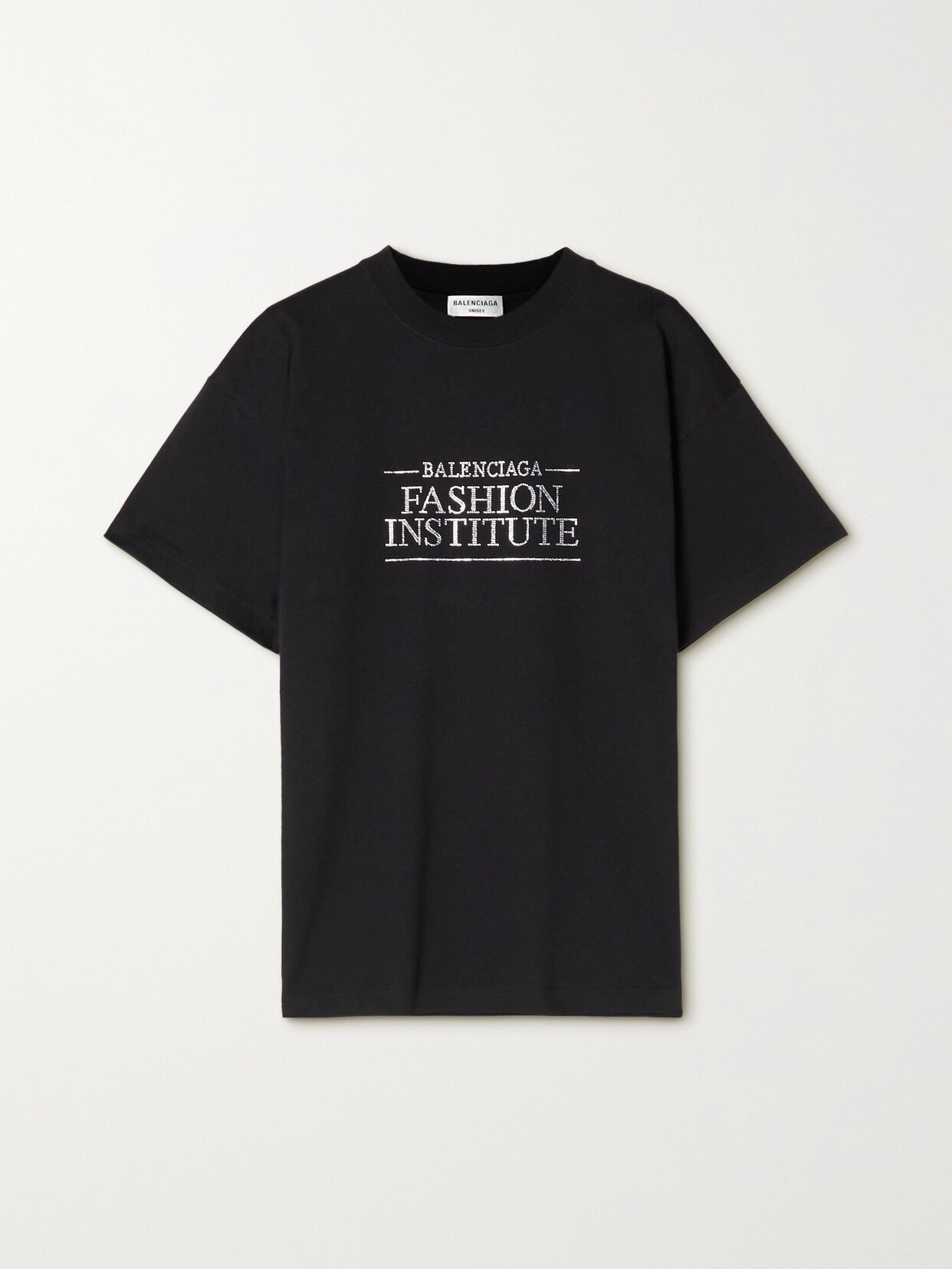 Balenciaga Crystal-embellished Cotton-jersey T-shirt - Black