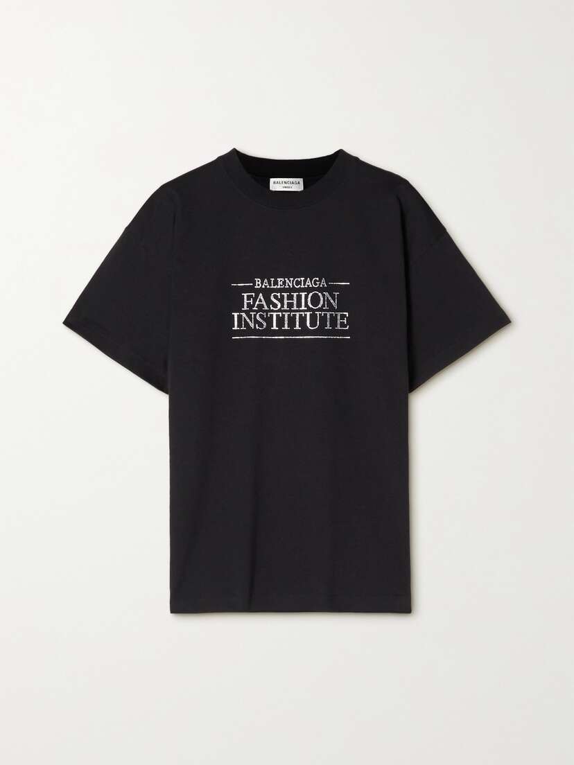 Balenciaga Crystal-embellished Cotton-jersey T-shirt