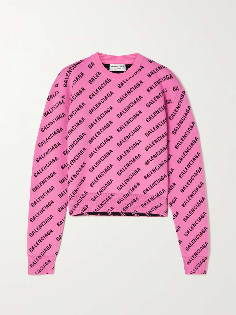 Balenciaga Cropped Intarsia-knit Sweater