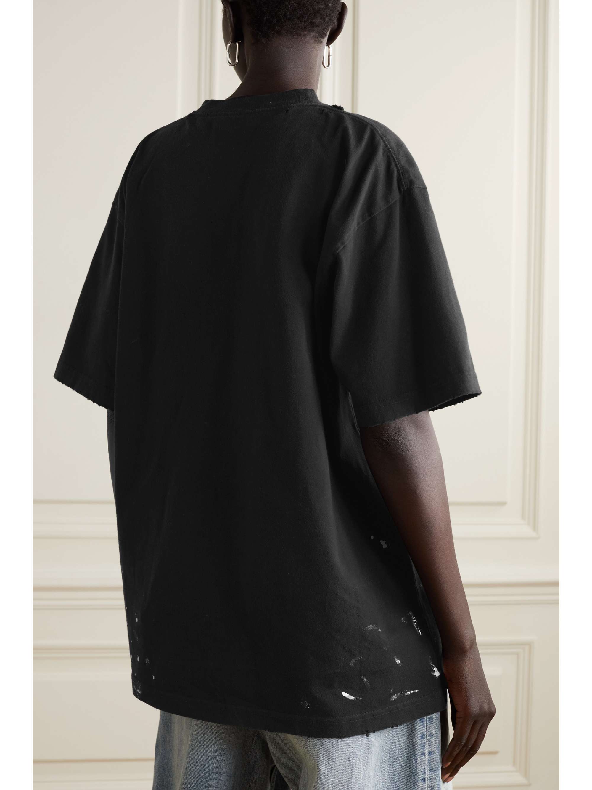 90/10 oversized painted printed organic cotton-jersey T-shirt