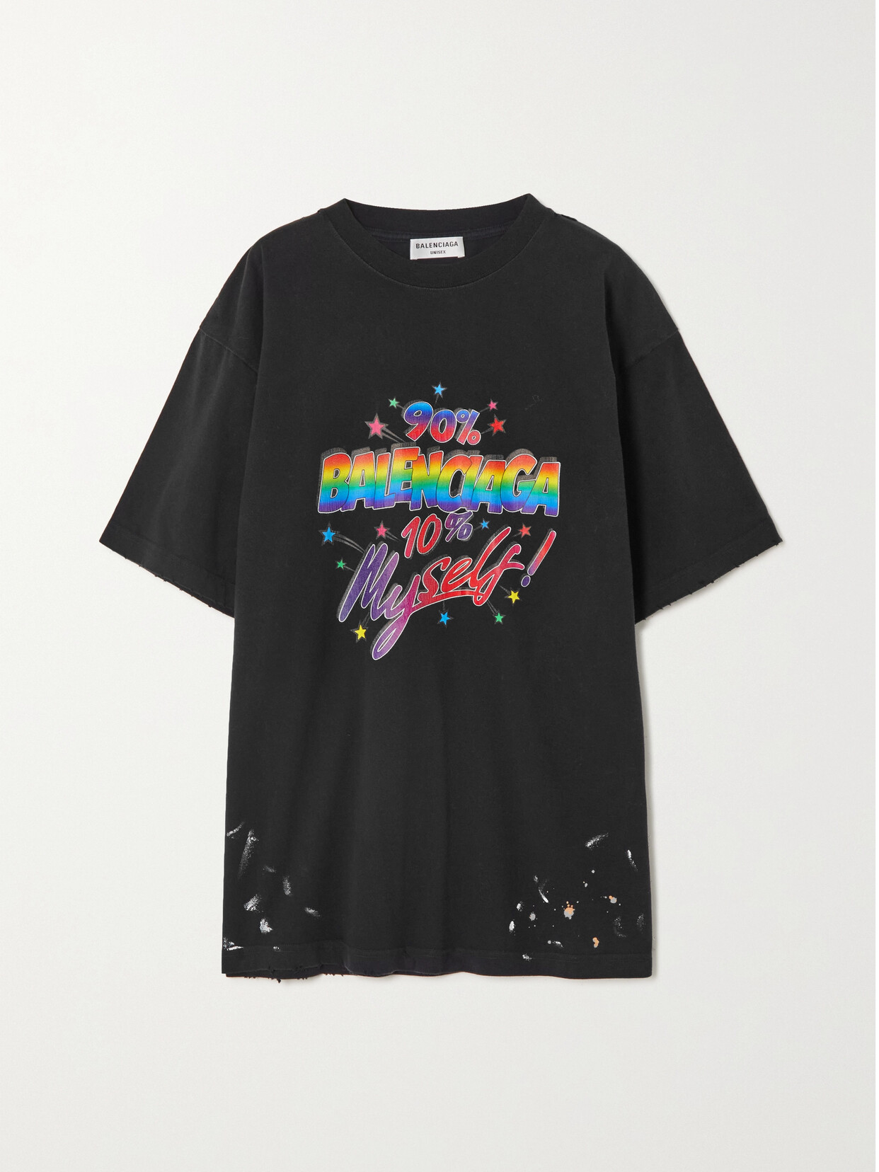 Balenciaga 90/10 Oversized Painted Printed Organic Cotton-jersey T-shirt - Black