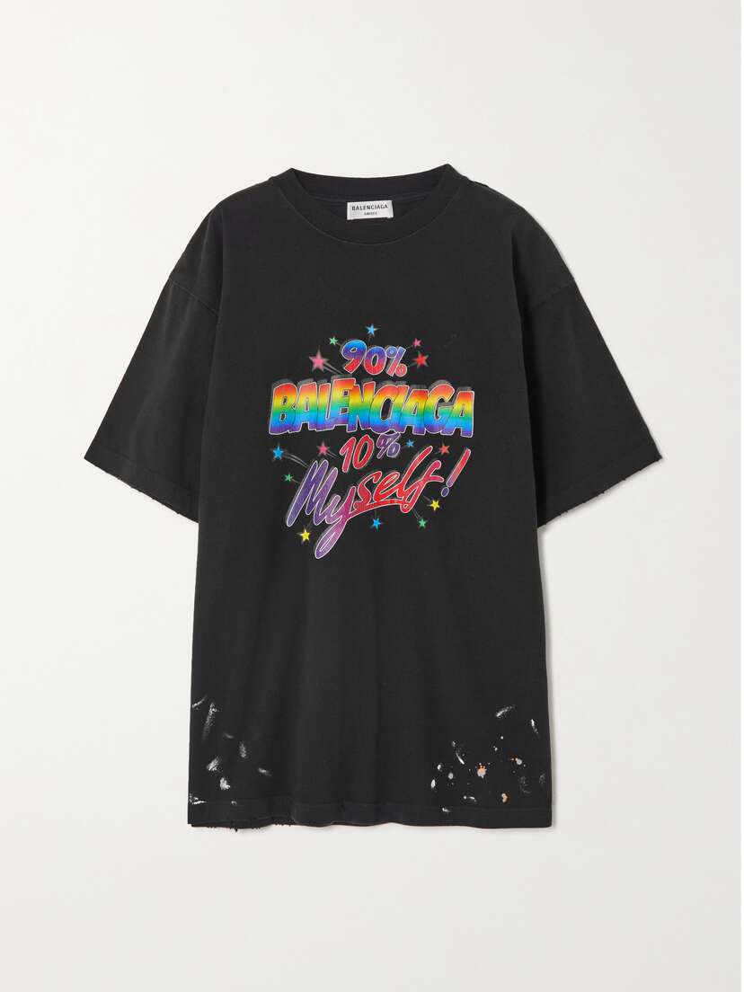 Balenciaga 90/10 Oversized Painted Printed Organic Cotton-jersey T-shirt