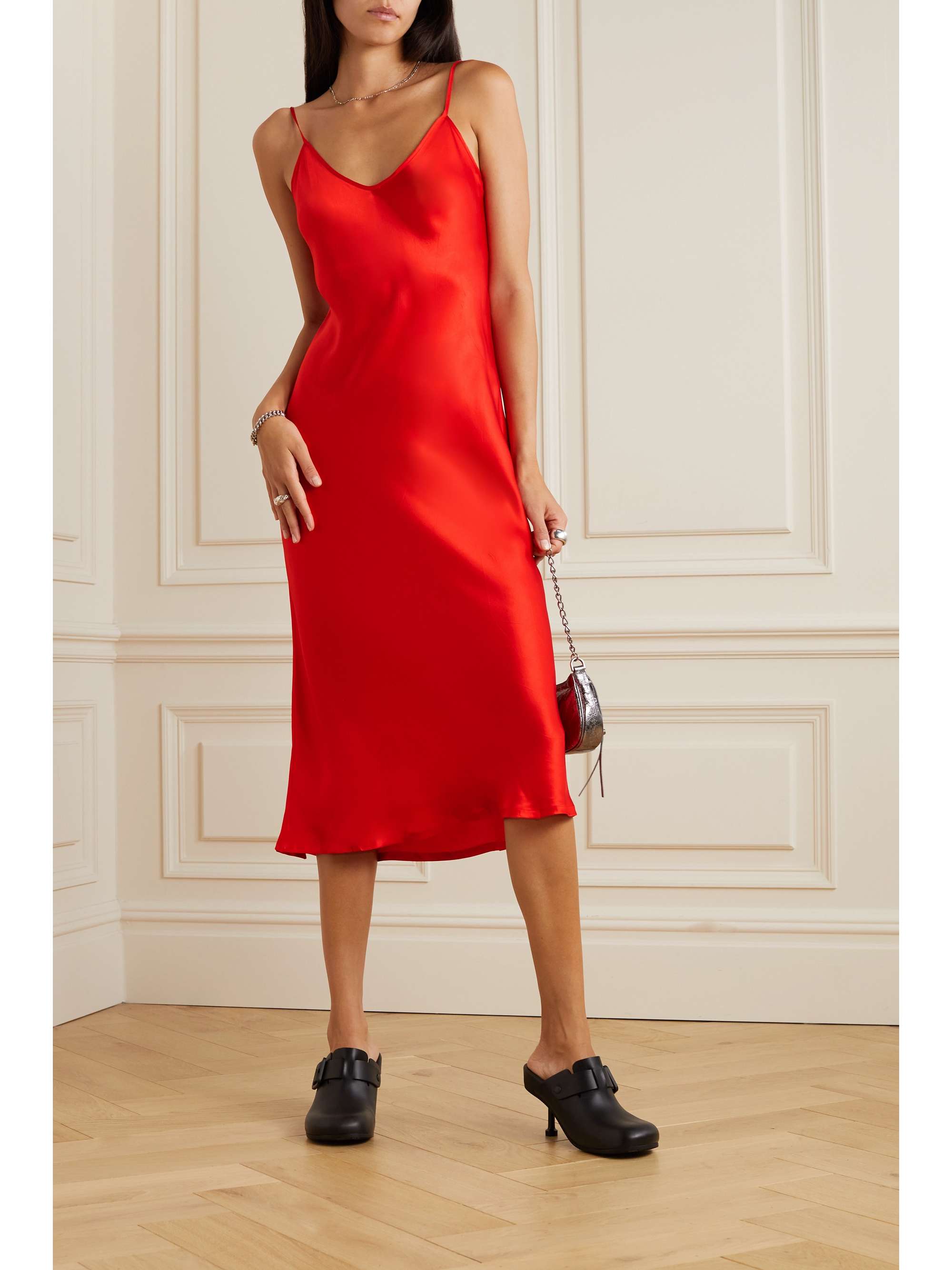 BALENCIAGA Silk-satin midi dress