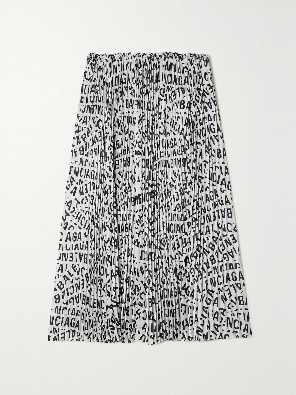 Balenciaga Pleated Printed Crepe De Chine Midi Skirt - Gray