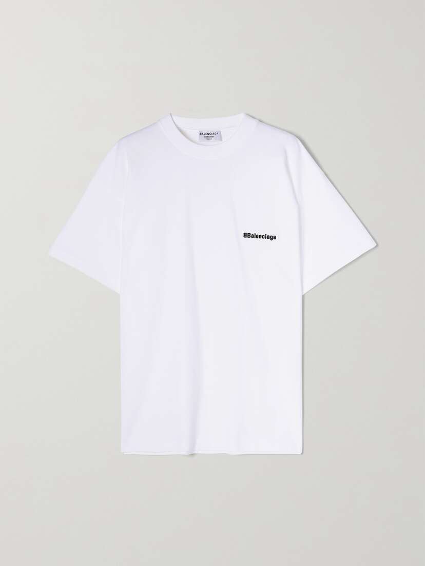 Balenciaga | White | Embroidered Cotton-jersey T-shirt_ | $357