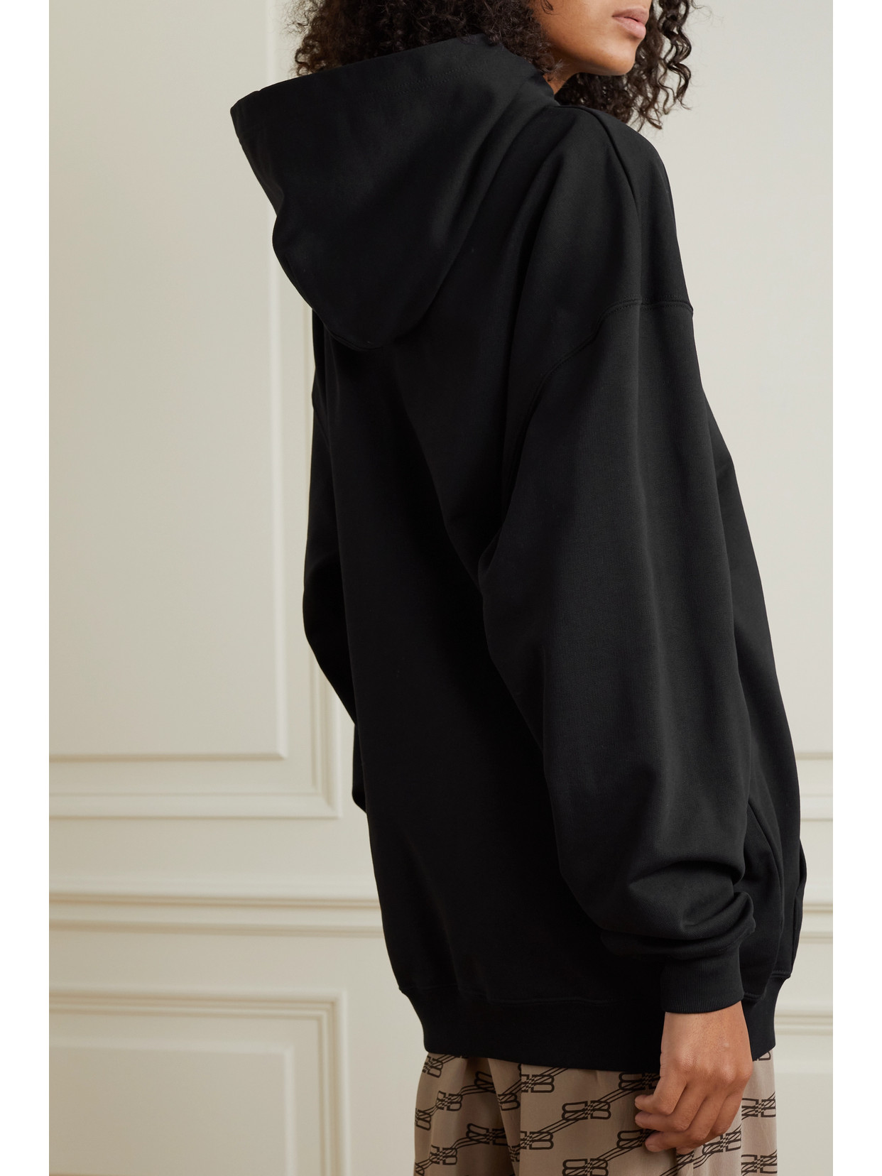 Shop Balenciaga Crystal-embellished Cotton-jersey Hoodie In Black