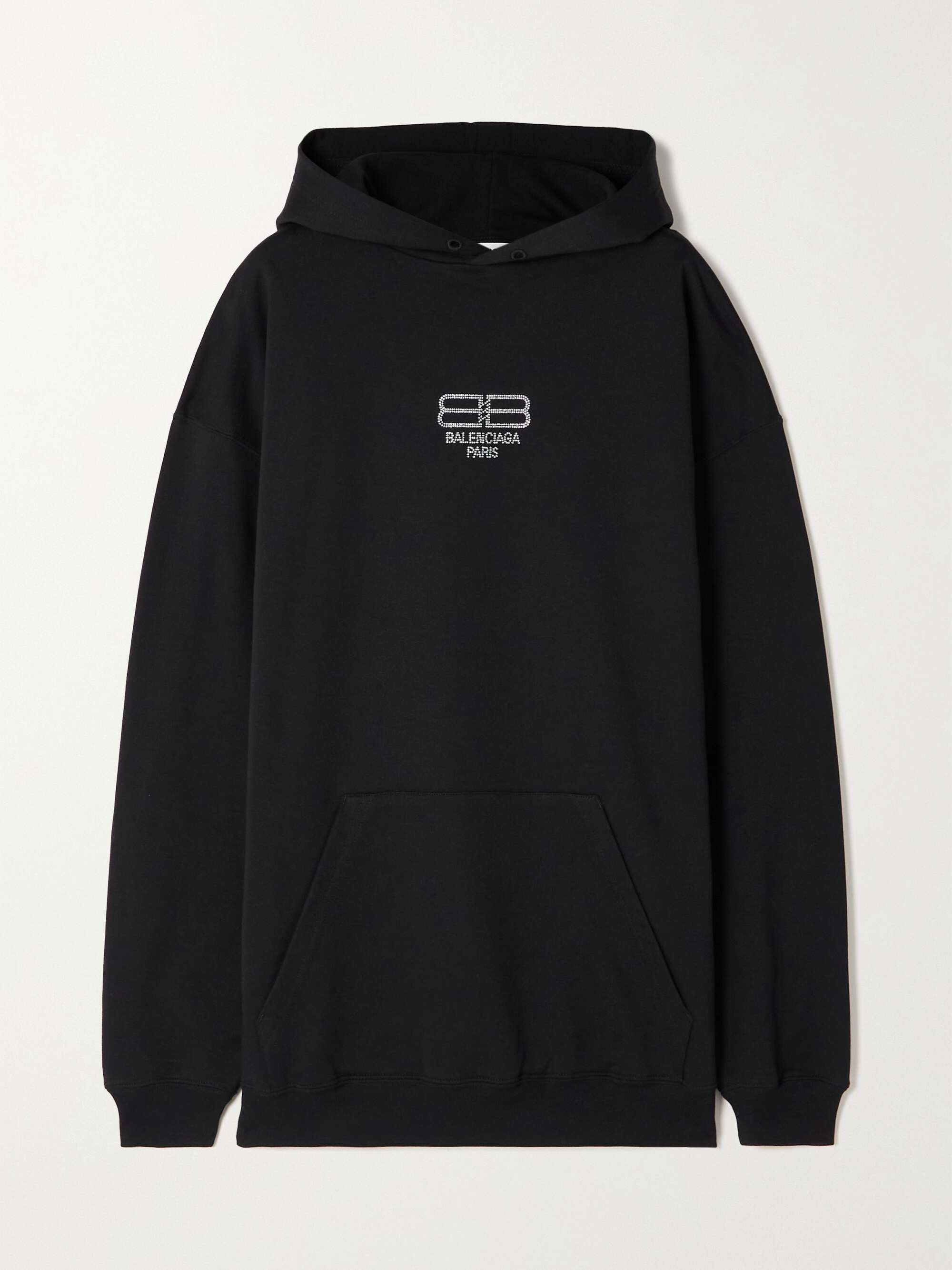 BALENCIAGA Crystal-embellished cotton-jersey hoodie