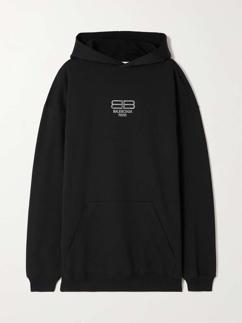 Balenciaga Crystal-embellished Cotton-jersey Hoodie