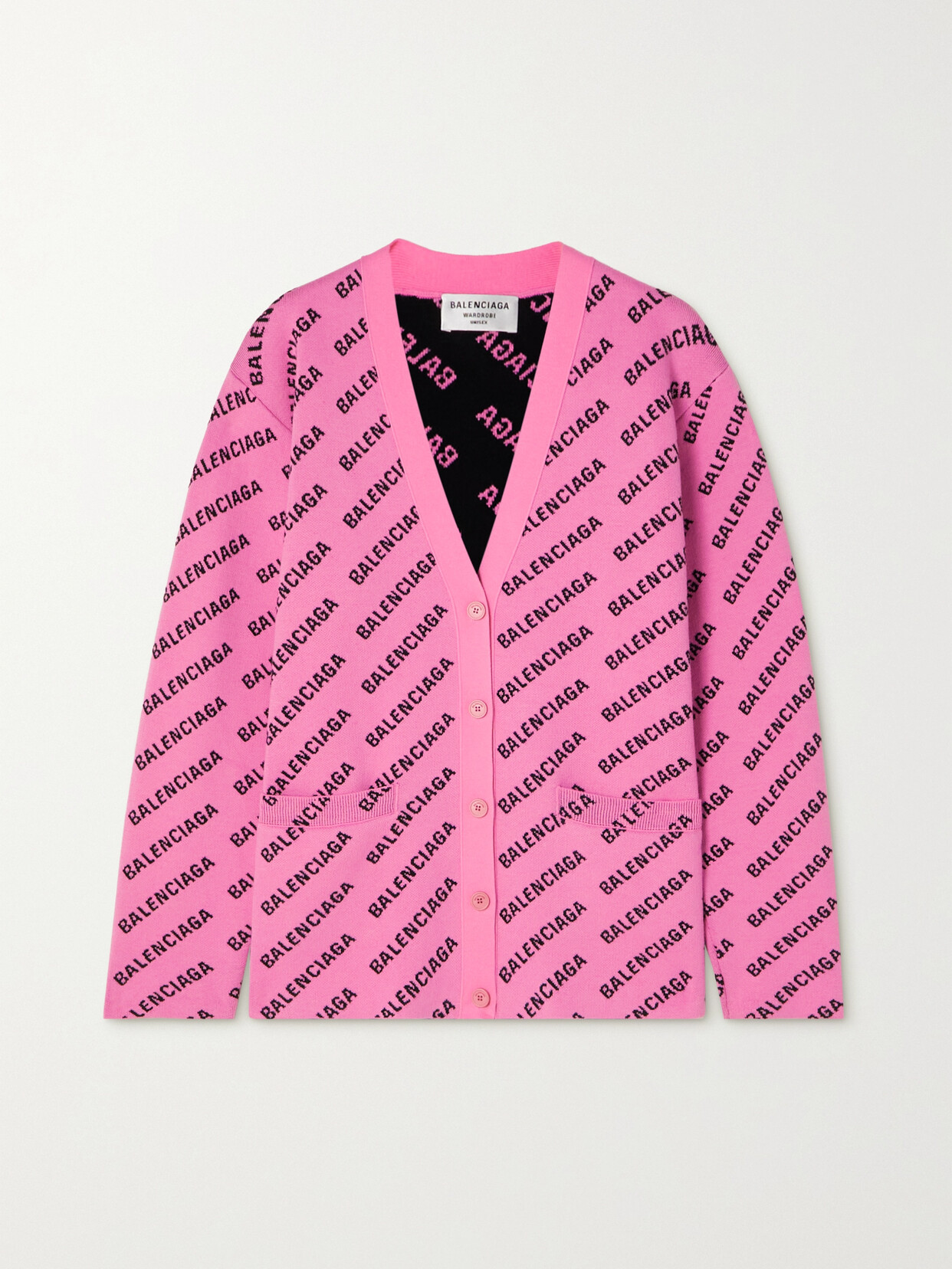 Balenciaga Intarsia-knit Cardigan In Pink