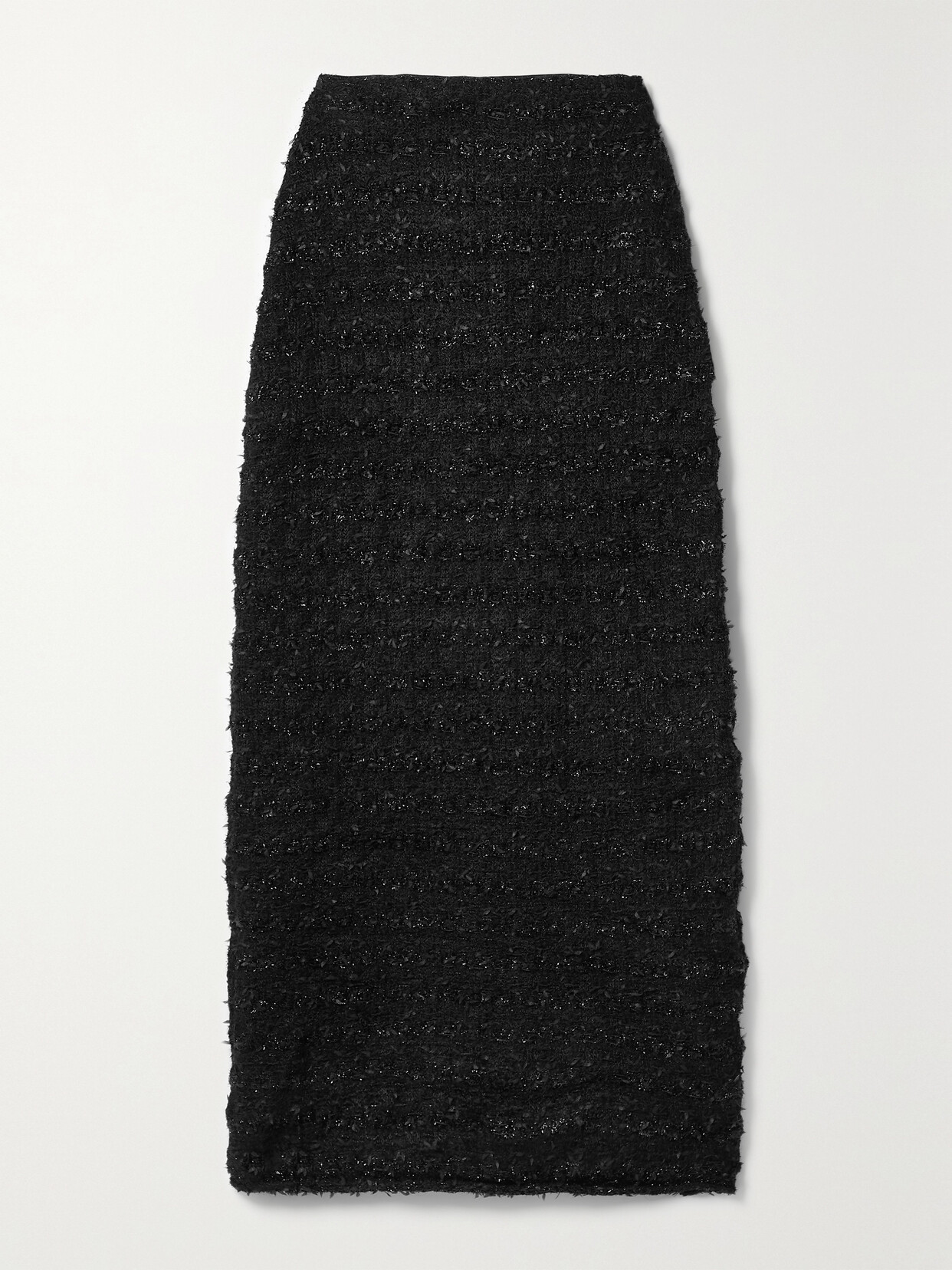 Shop Balenciaga Metallic Tweed Midi Skirt In Black