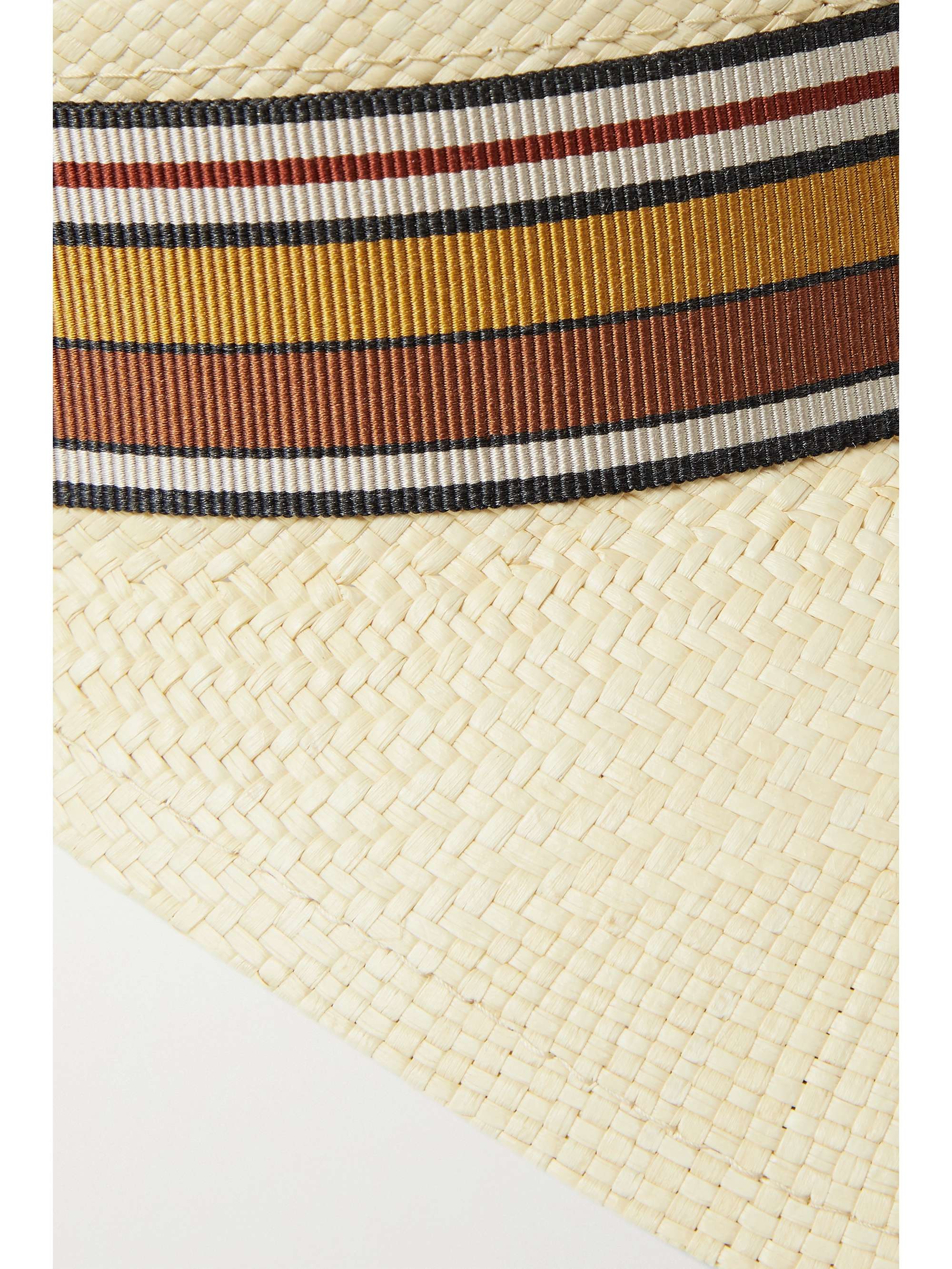 LORO PIANA The Suitcase striped grosgrain-trimmed straw visor
