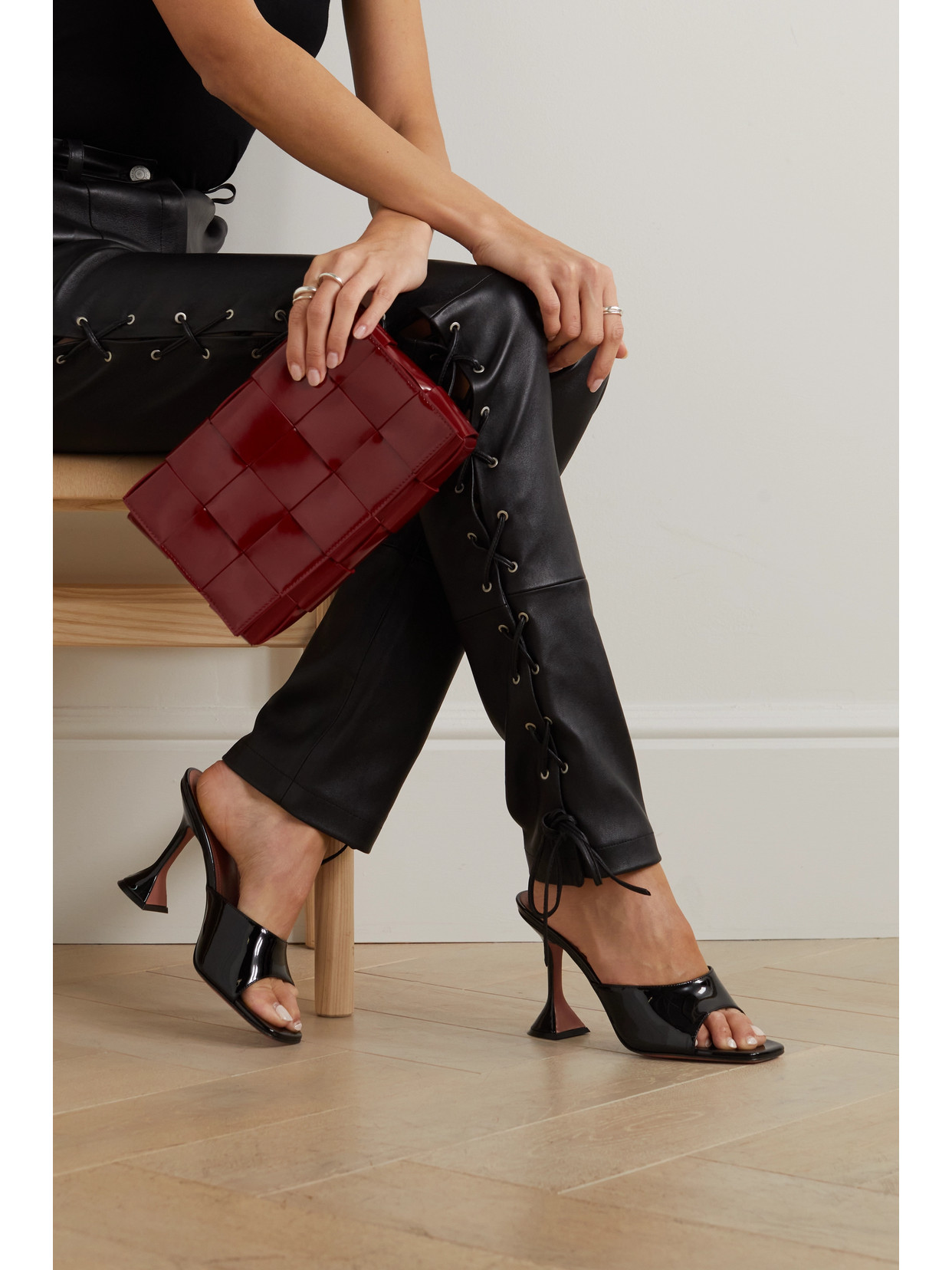 Amina Muaddi Lupita Patent-leather Mules In Black
