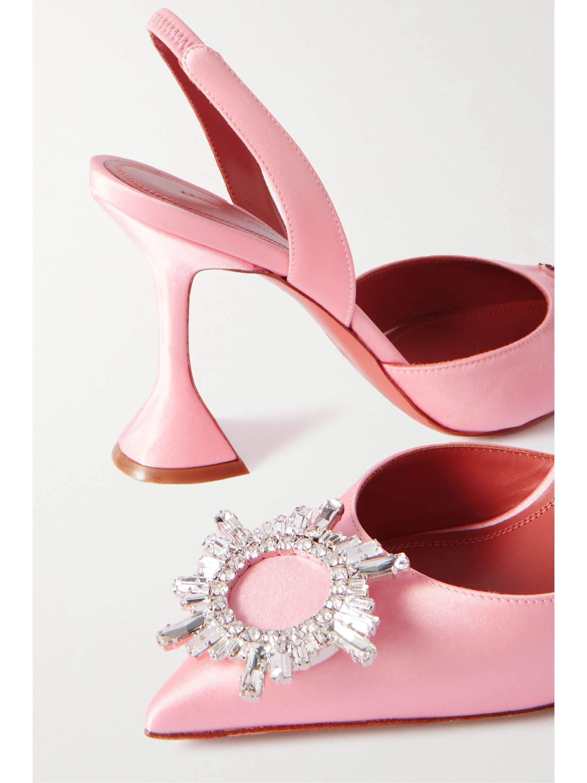 AMINA MUADDI Begum Slingback-Pumps aus Leder mit Swarovski-Kristallen