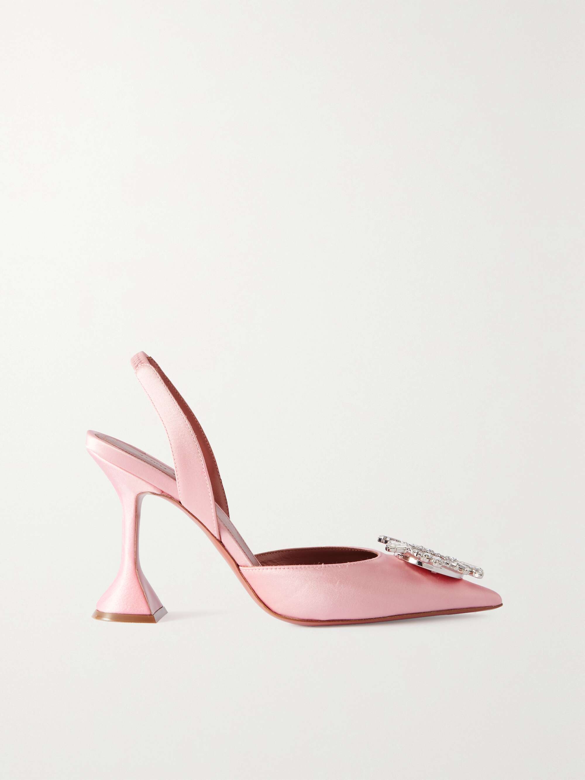 AMINA MUADDI Begum Swarovski crystal-embellished satin slingback pumps ...