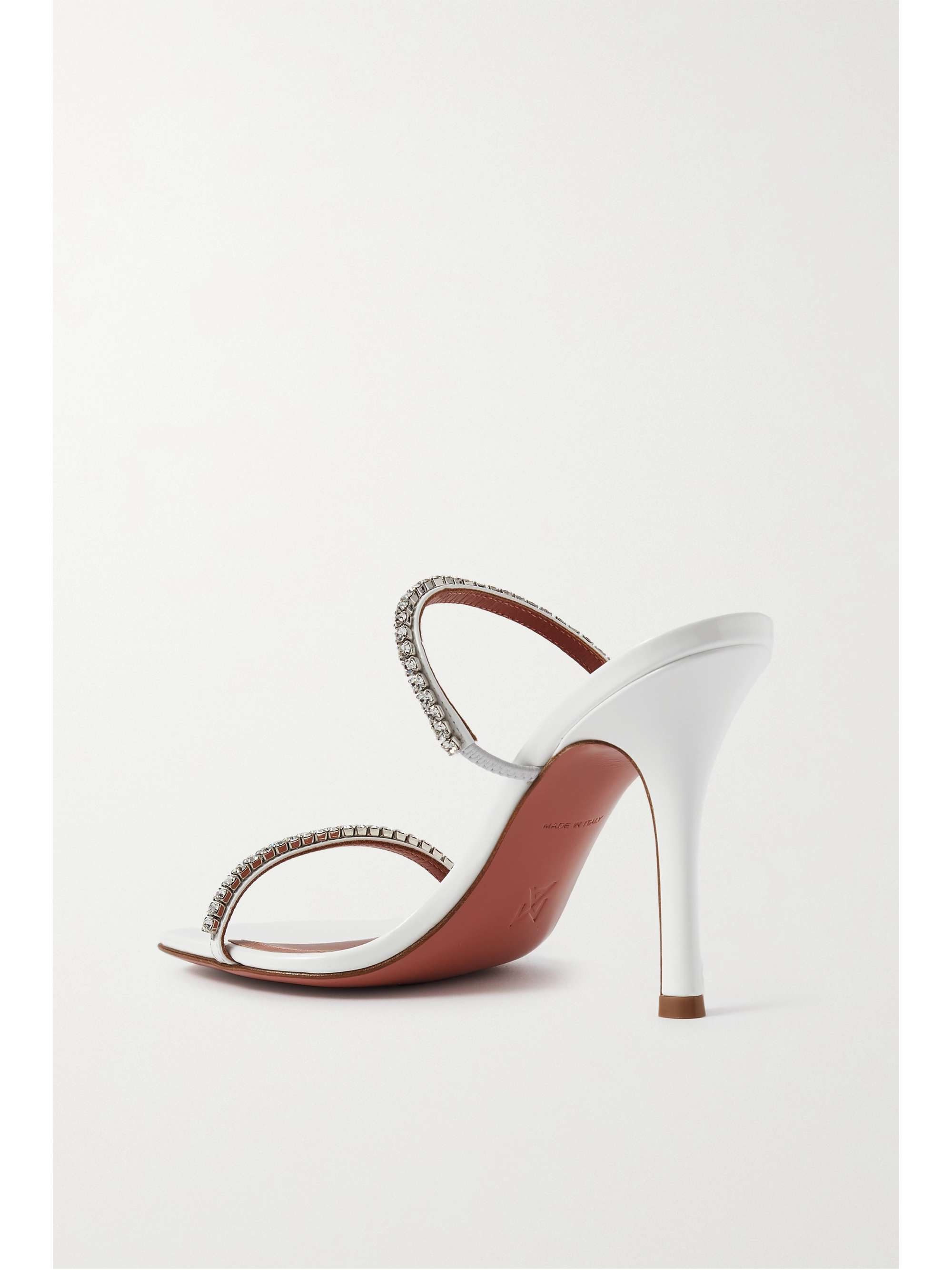 AMINA MUADDI Gilda crystal-embellished patent-leather mules