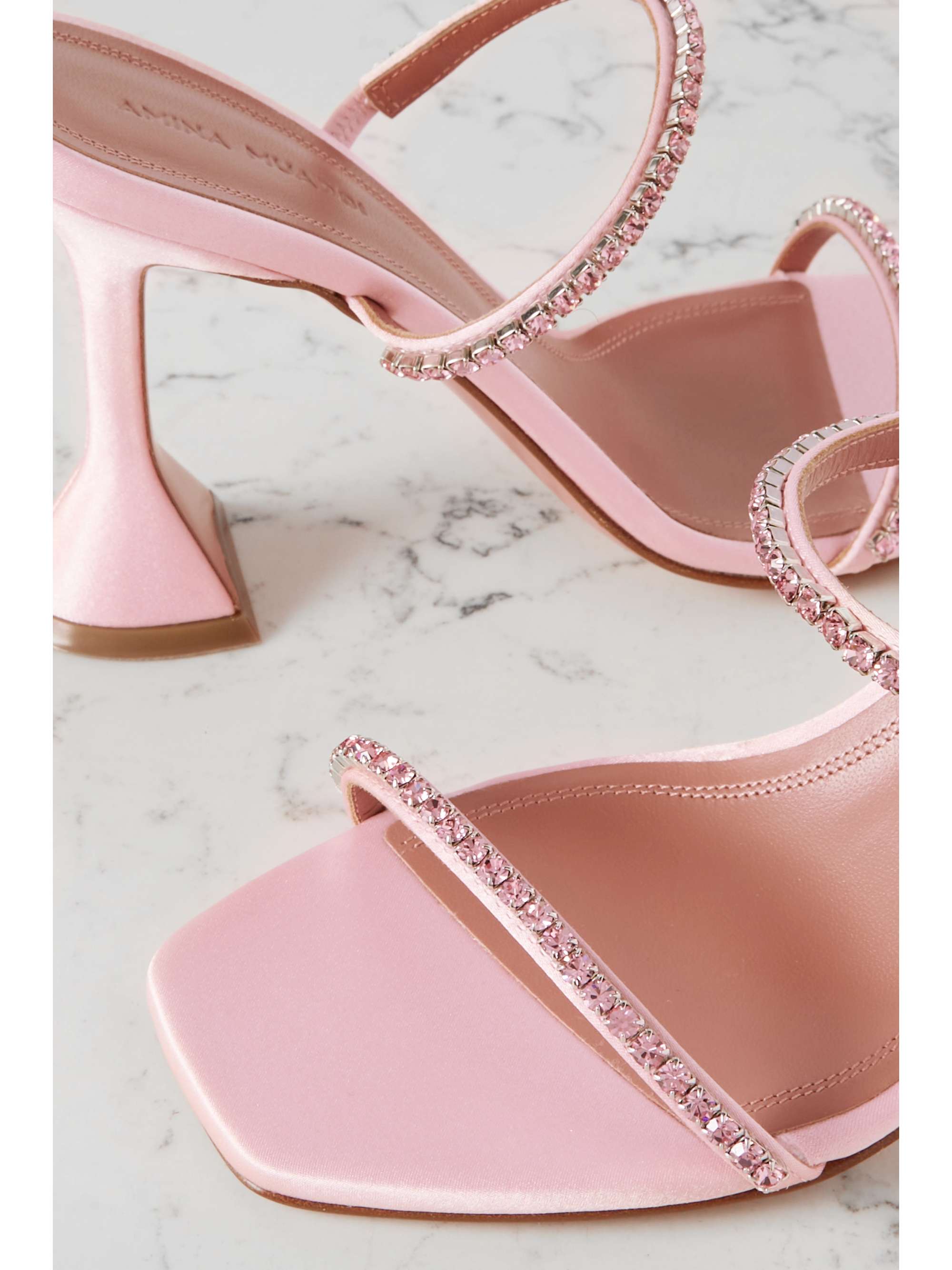 AMINA MUADDI Gilda Swarovski crystal-embellished satin sandals