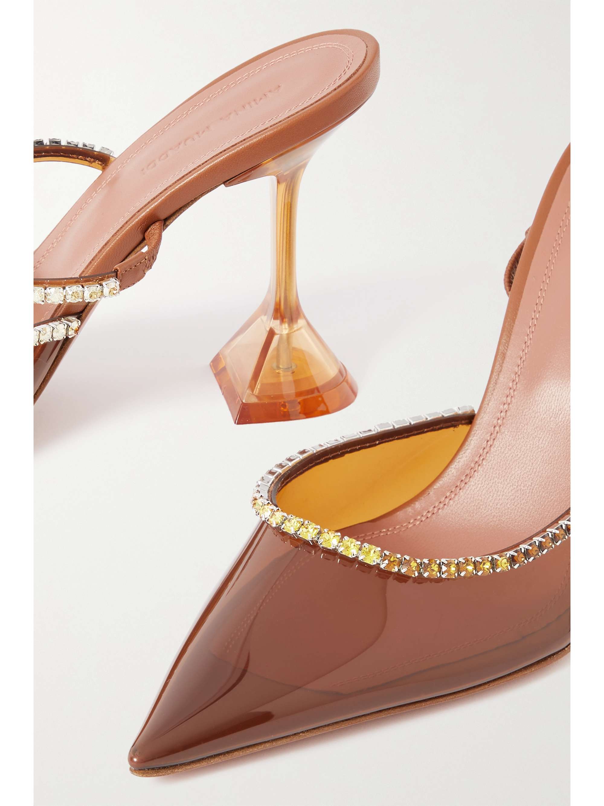AMINA MUADDI Gilda crystal-embellished leather and PVC pumps