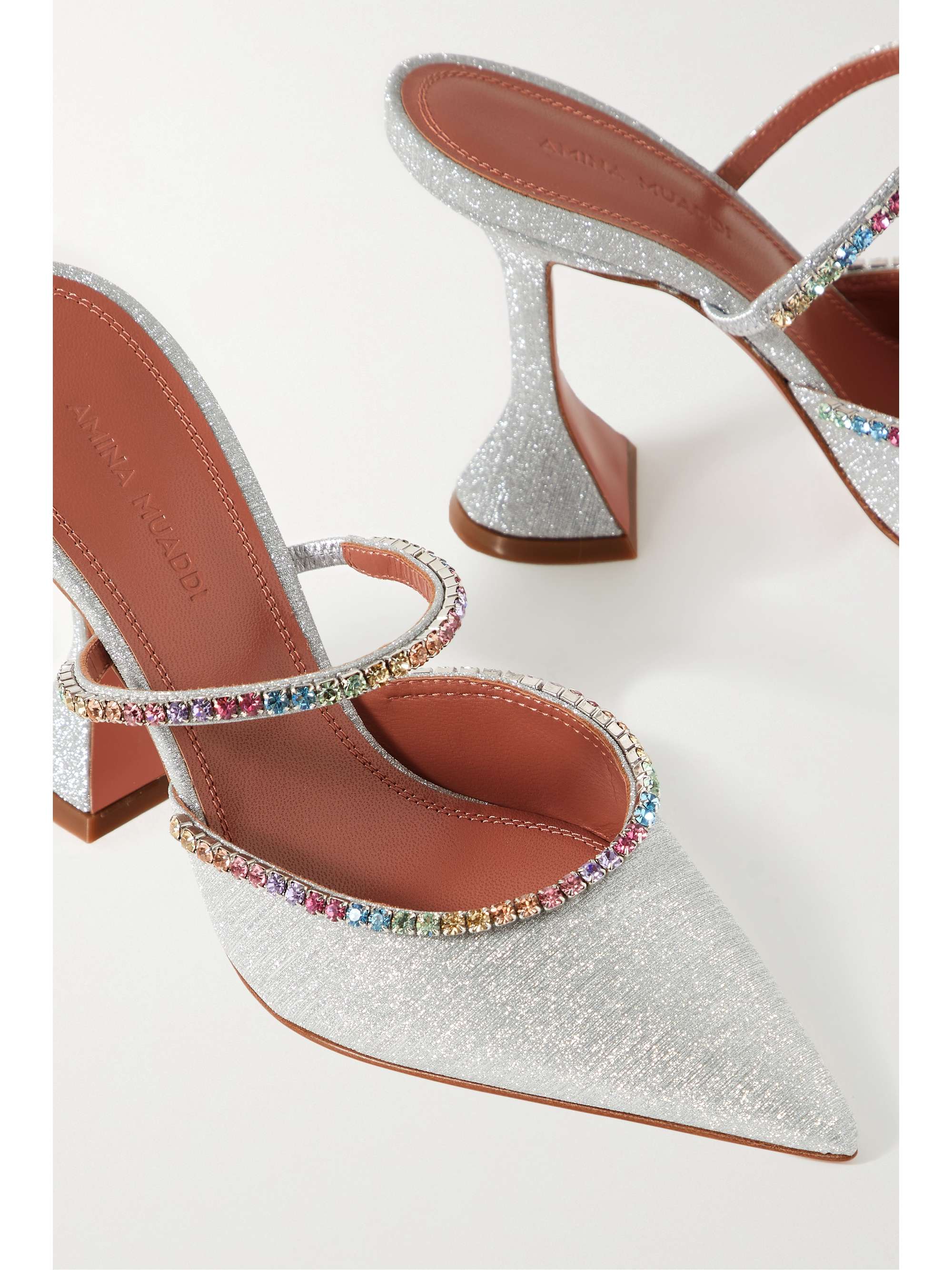 AMINA MUADDI Gilda crystal-embellished leather and PVC pumps