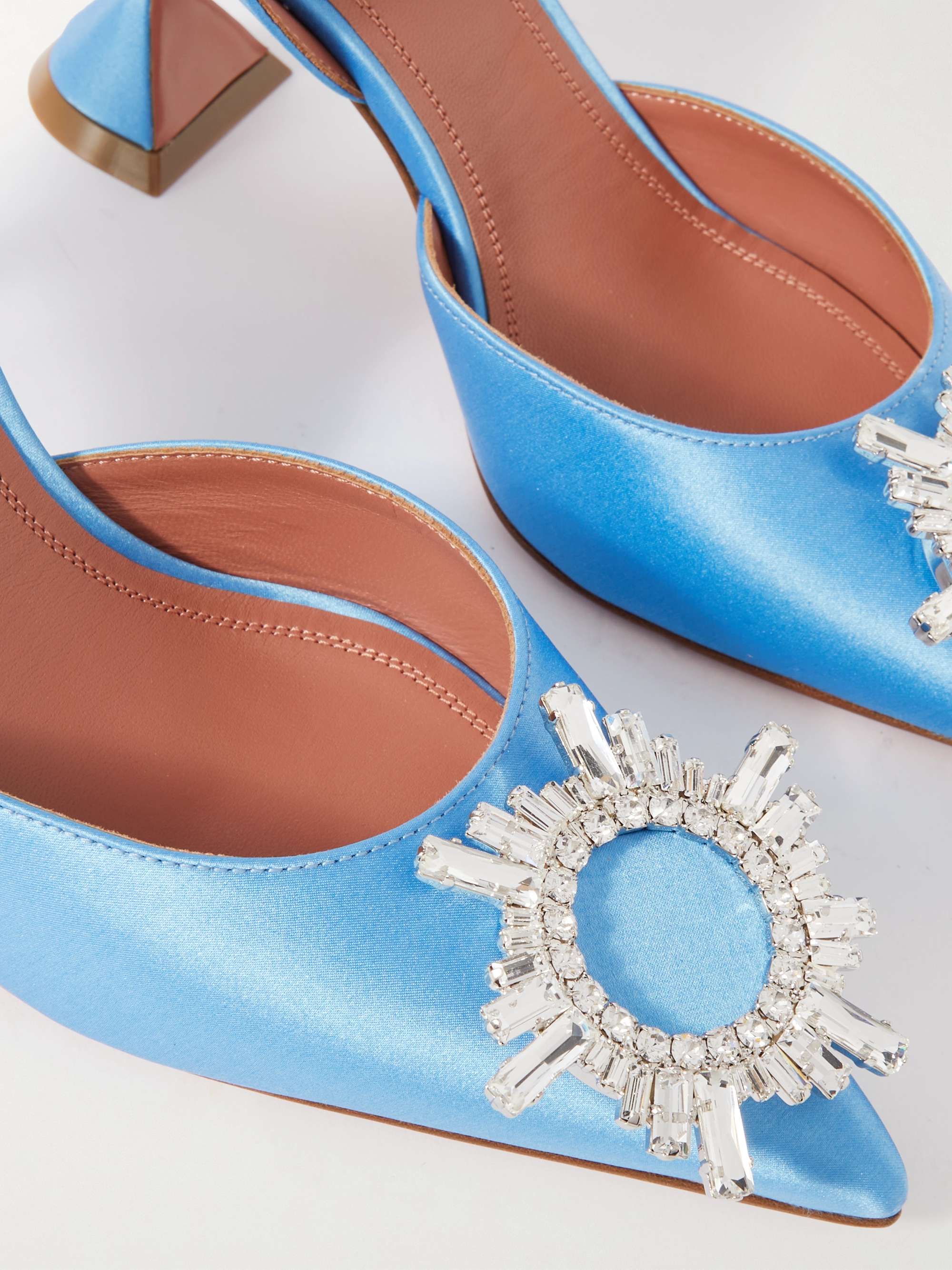 AMINA MUADDI Begum Swarovski crystal-embellished leather slingback pumps