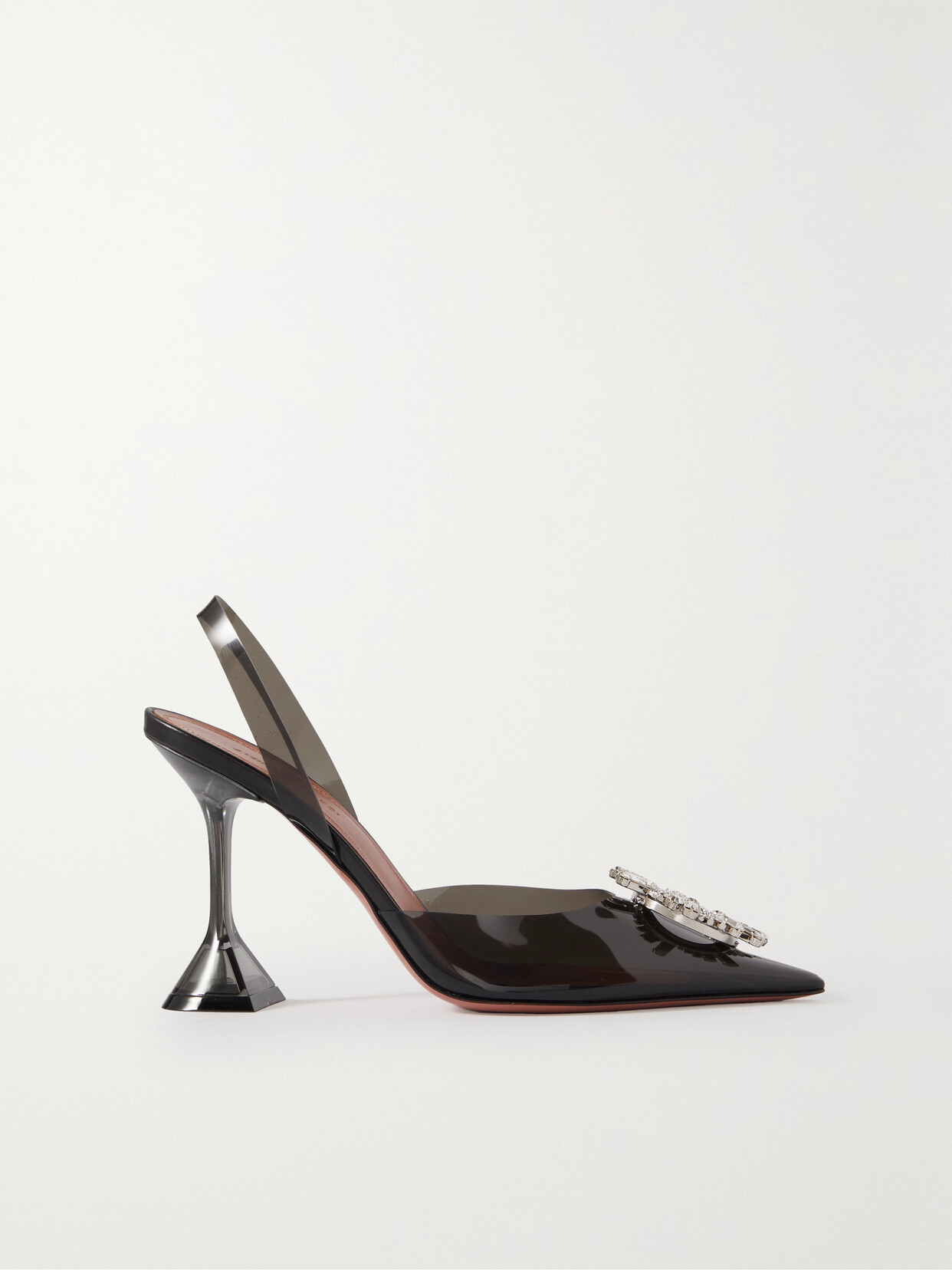 Shop Amina Muaddi Begum Glass Crystal-embellished Pvc Slingback Pumps In Black