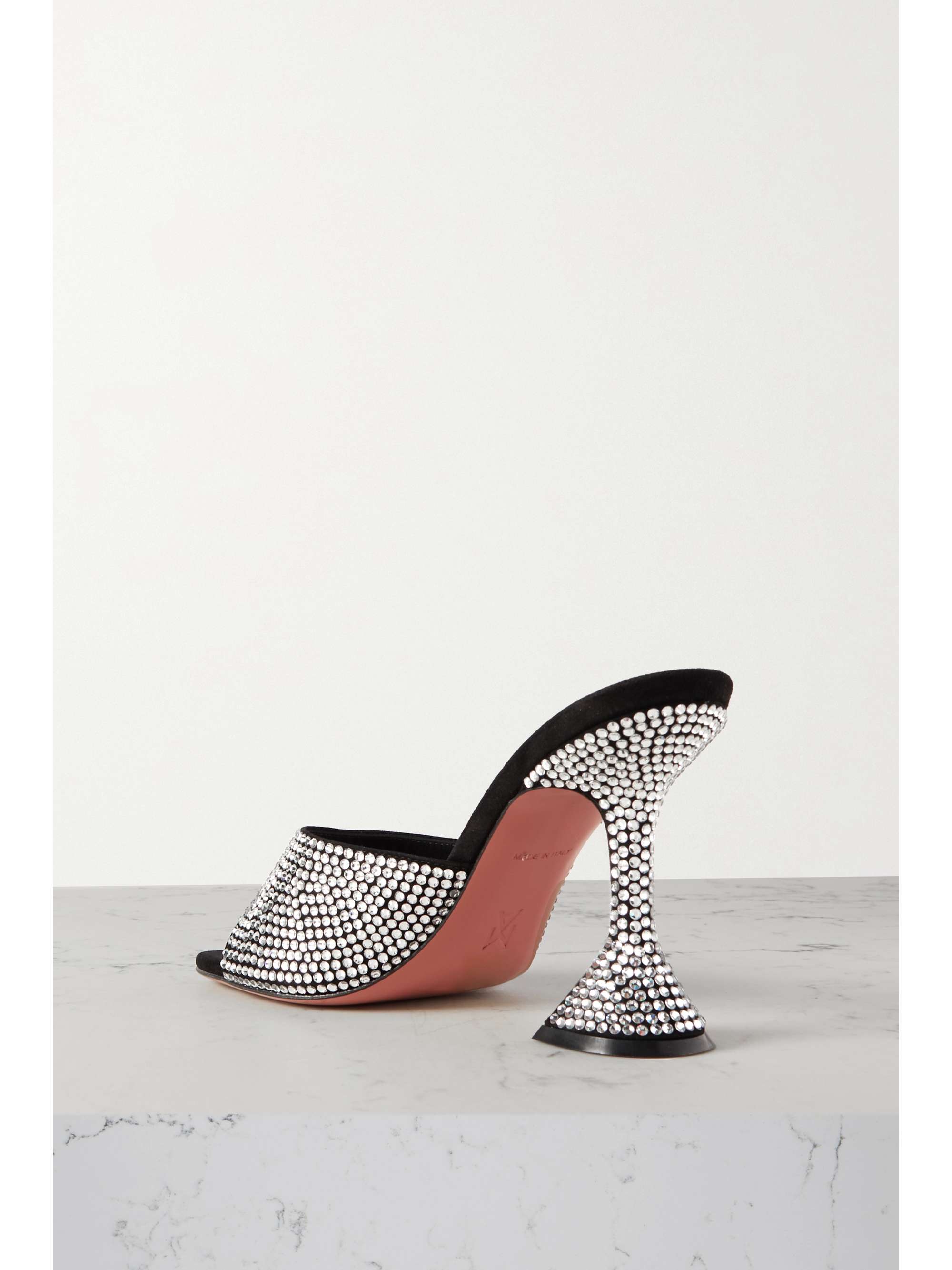 AMINA MUADDI Lupita crystal-embellished suede mules
