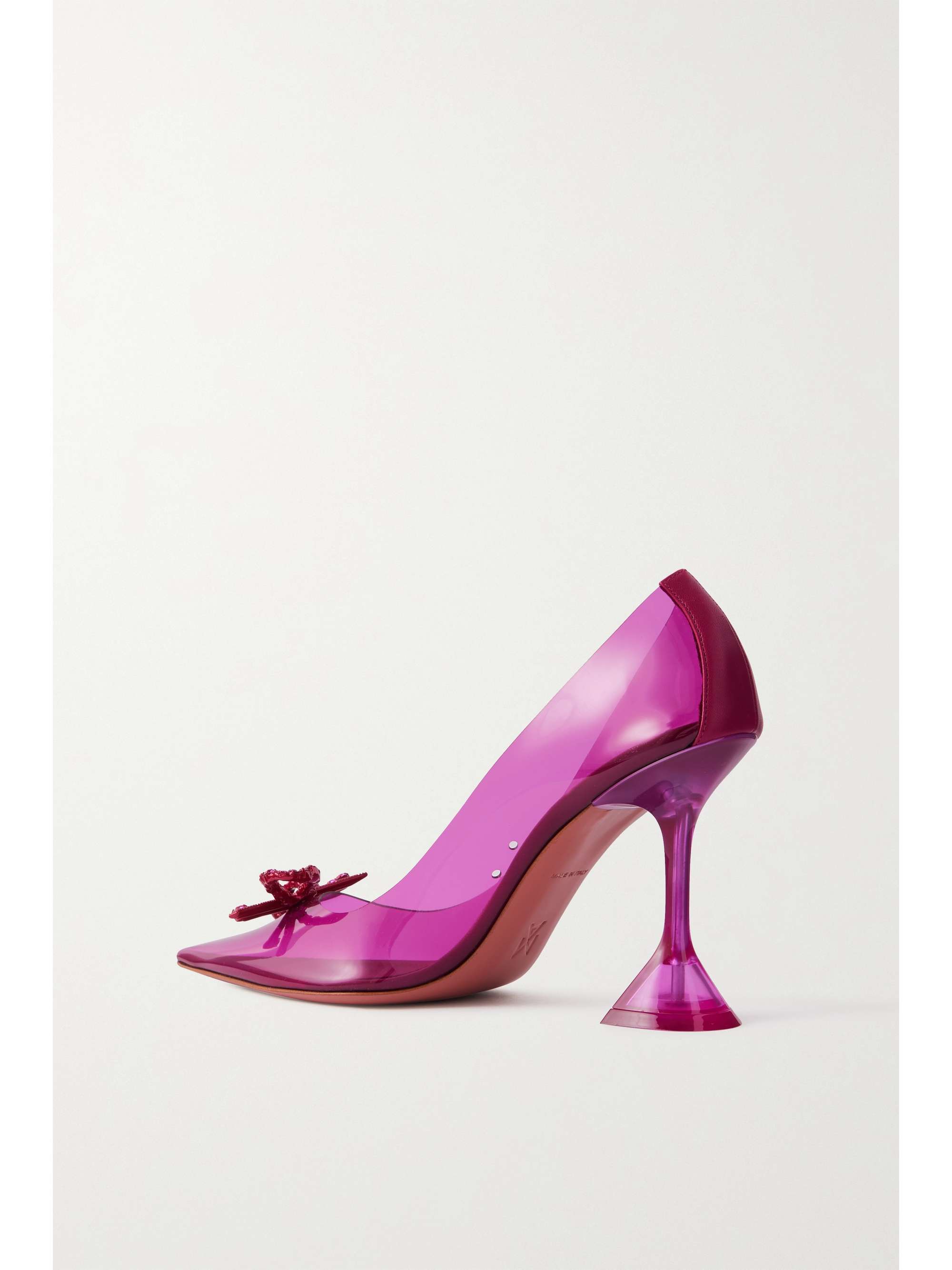 AMINA MUADDI Rosie Glass metallic leather-trimmed crystal-embellished PVC pumps