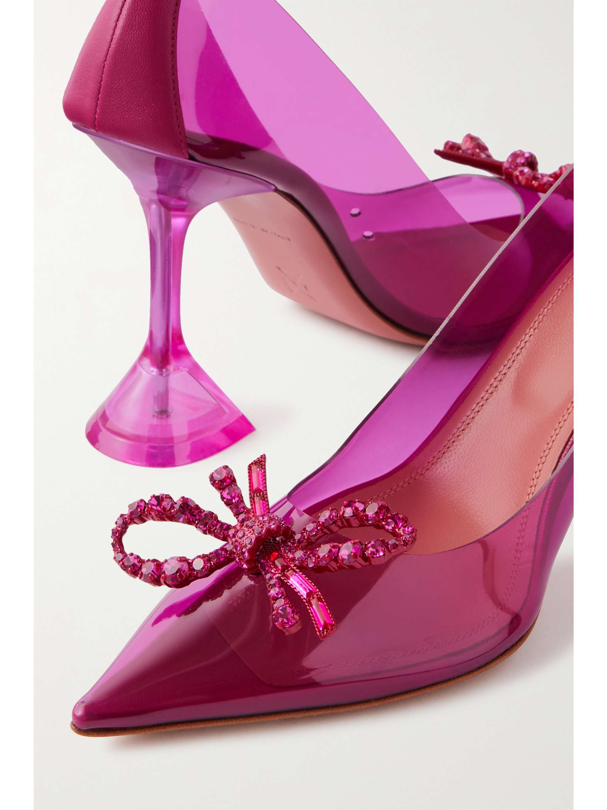 AMINA MUADDI Rosie Glass metallic leather-trimmed crystal-embellished PVC pumps