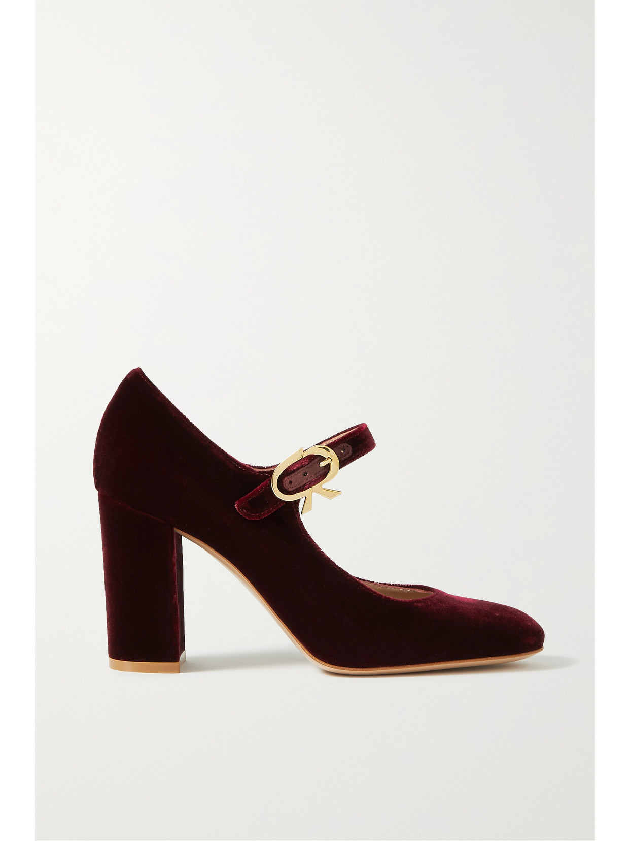 Gianvito Rossi - 85 Velvet Mary Jane Pumps - Burgundy