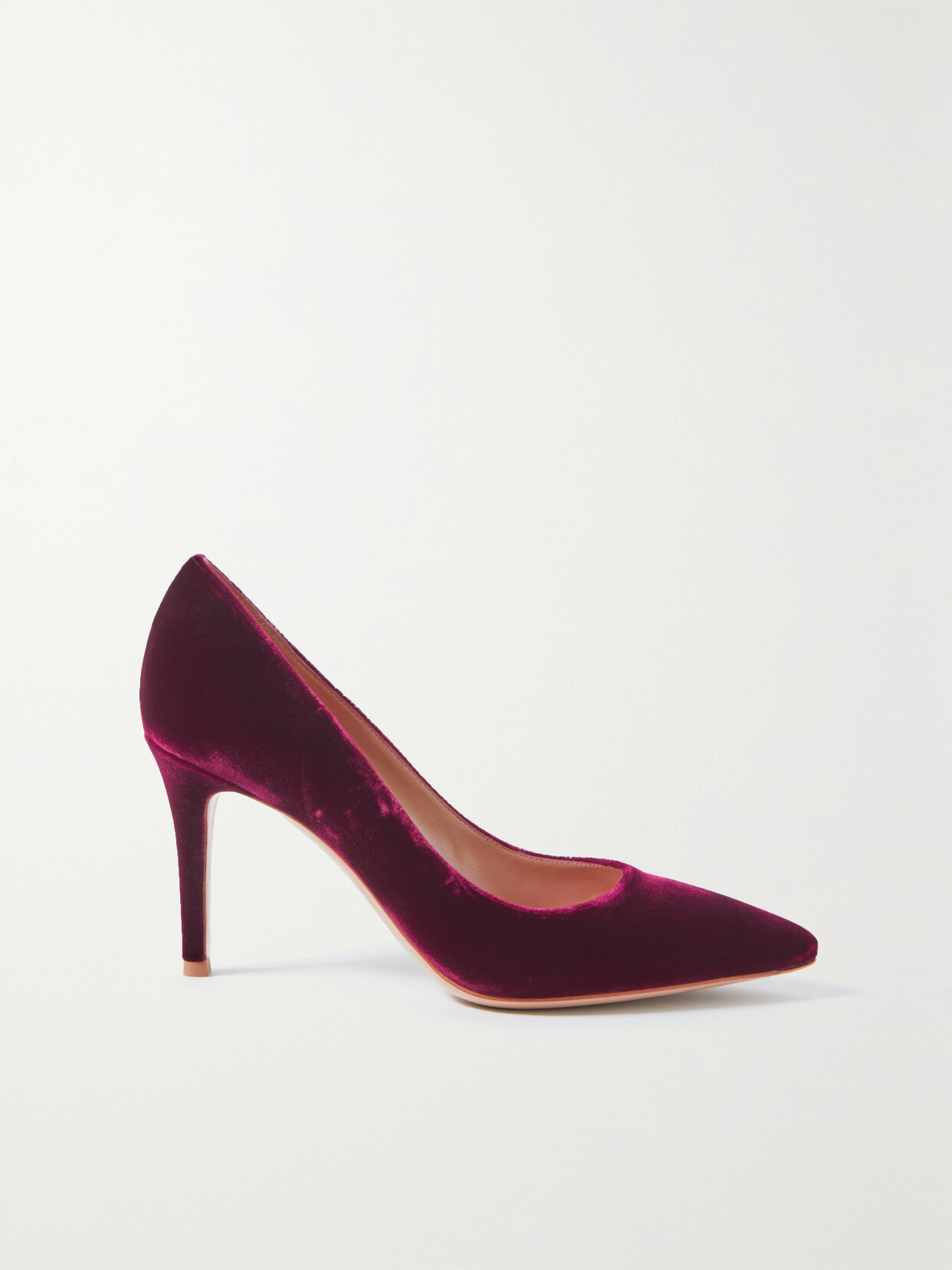 Gianvito Rossi 85 Velvet Pumps In Burgundy