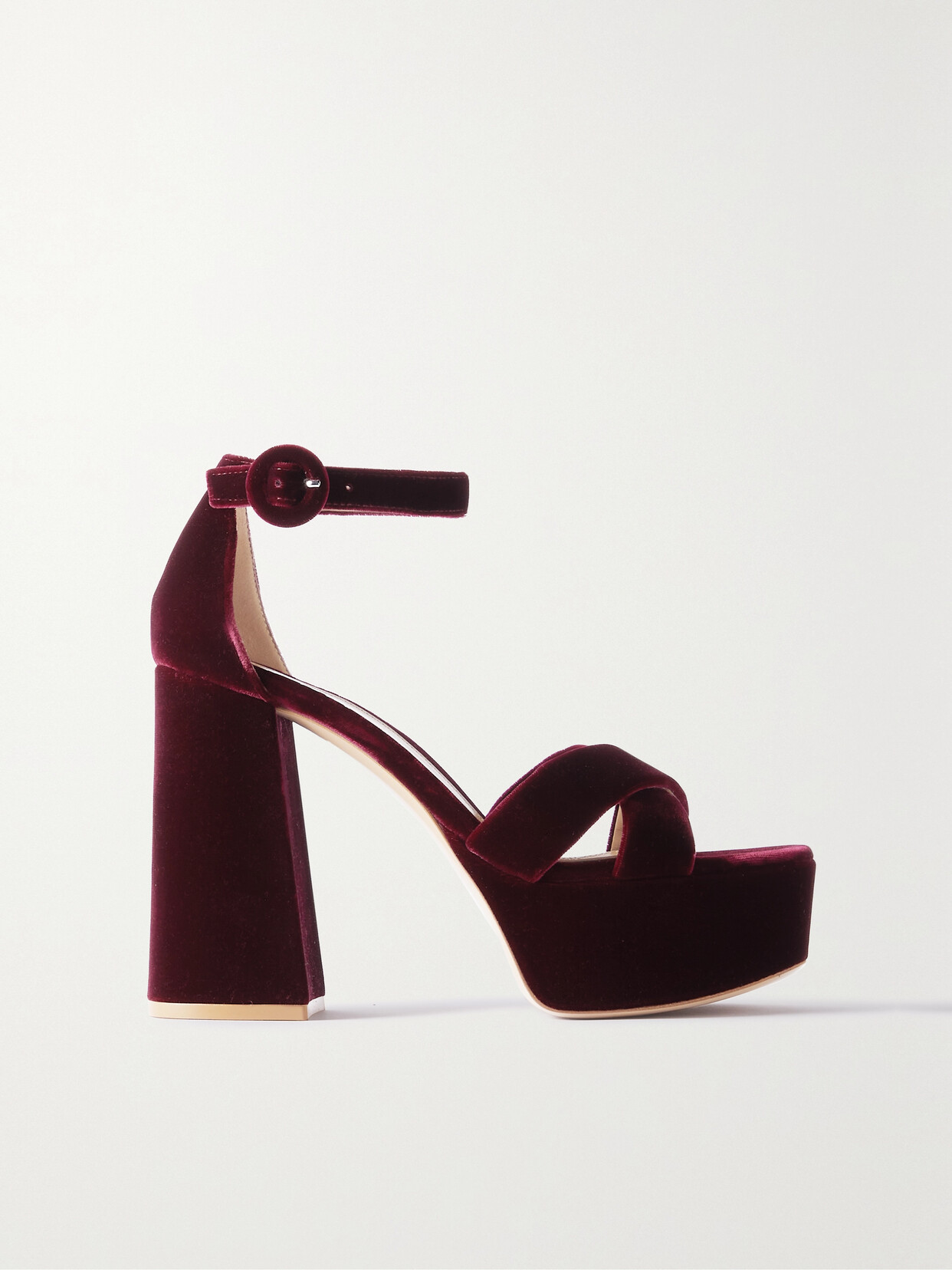 Gianvito Rossi Sheridan 110 Velvet Platform Sandals In Burgundy