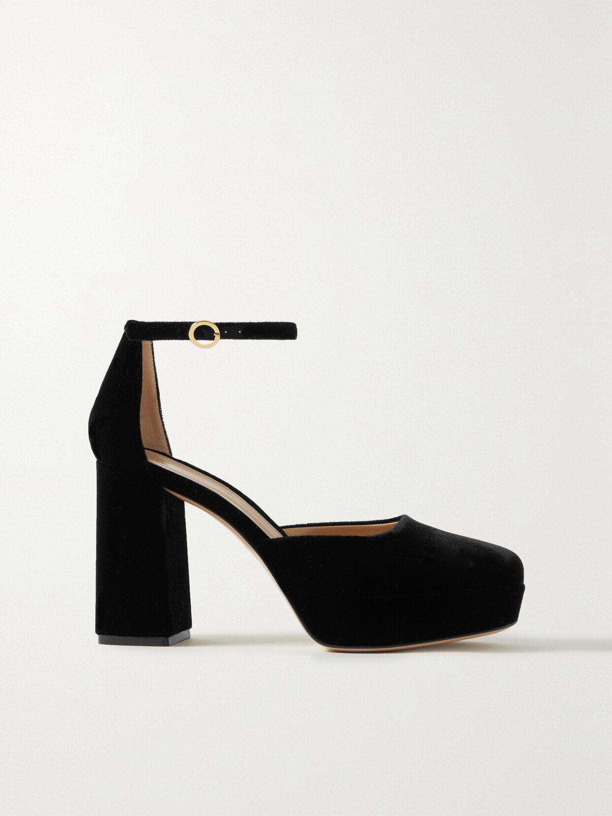 Gianvito Rossi Vian Velvet Platform Mary Jane Pumps In Black