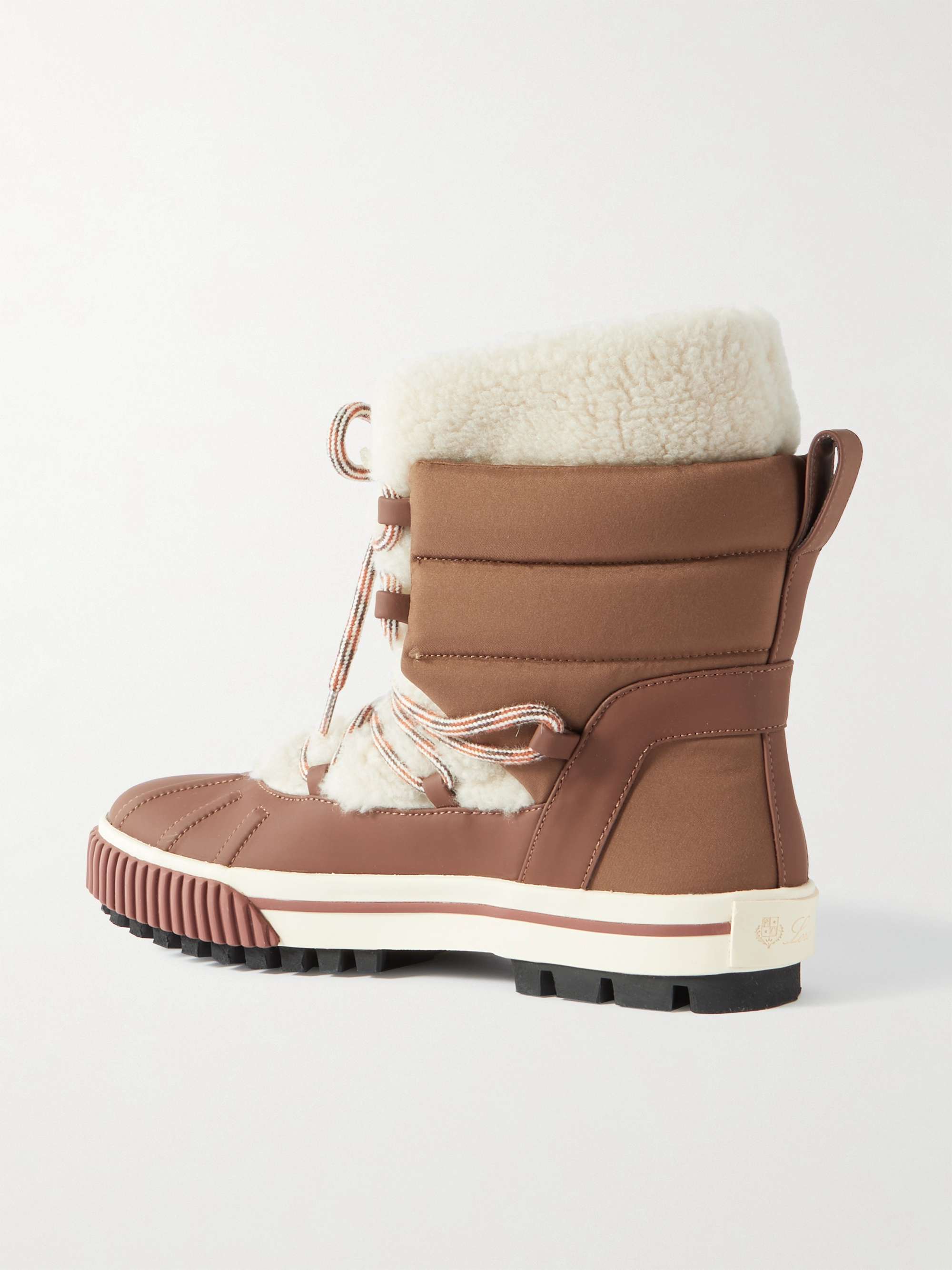 LORO PIANA Ben Nevis quilted leather-trimmed ripstop and faux shearling ankle boots