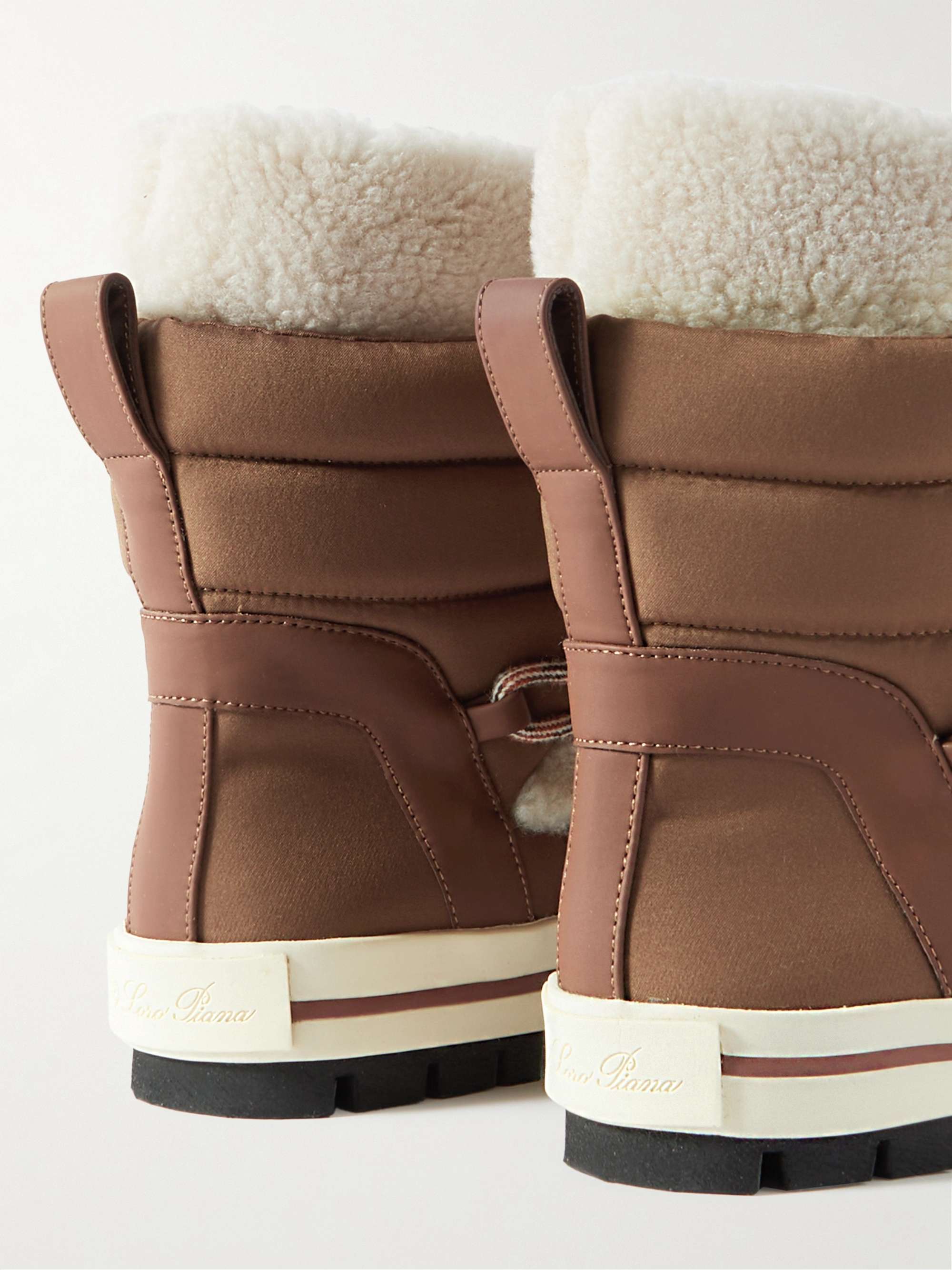 LORO PIANA Ben Nevis quilted leather-trimmed ripstop and faux shearling ankle boots