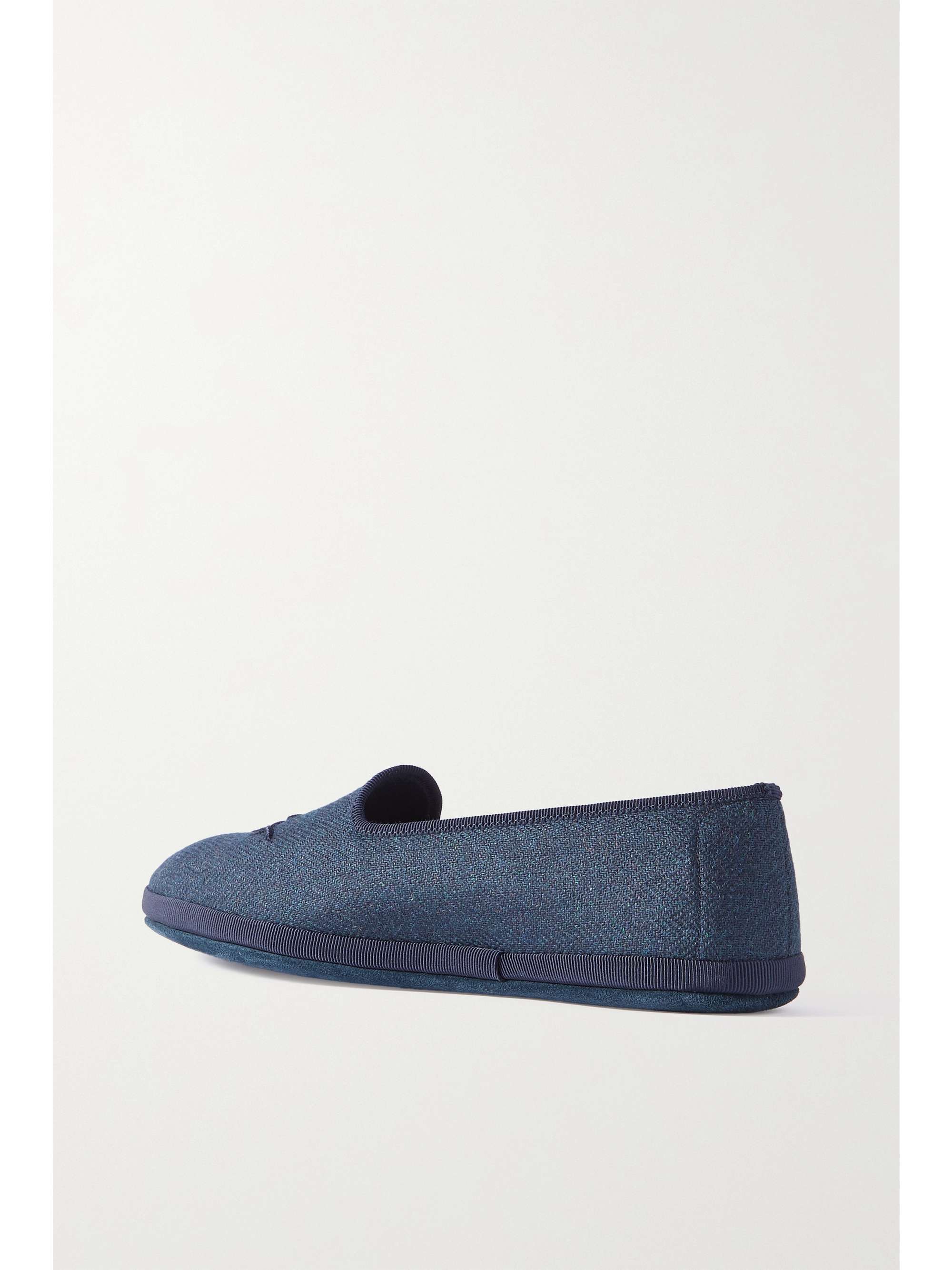 LORO PIANA Venice embroidered herringbone cashmere slippers