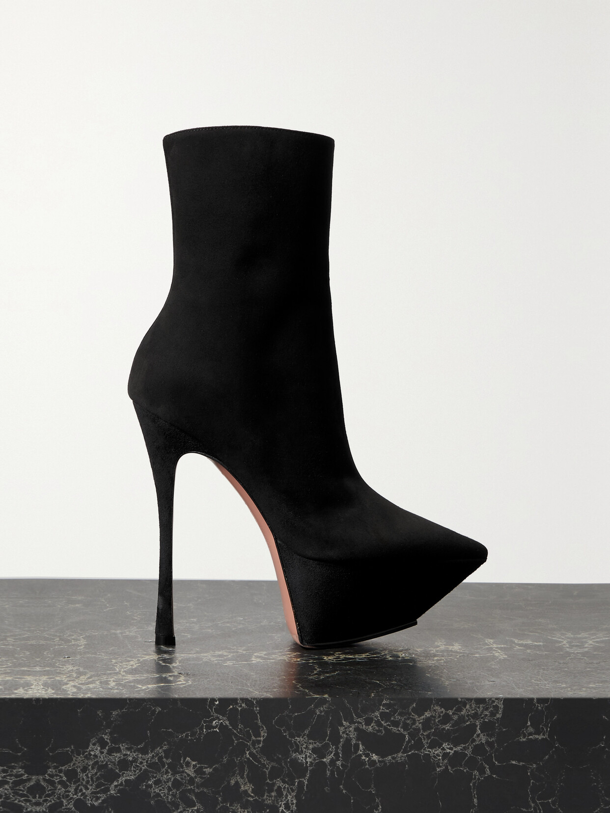 Amina Muaddi Yigit Suede Platform Ankle Boots