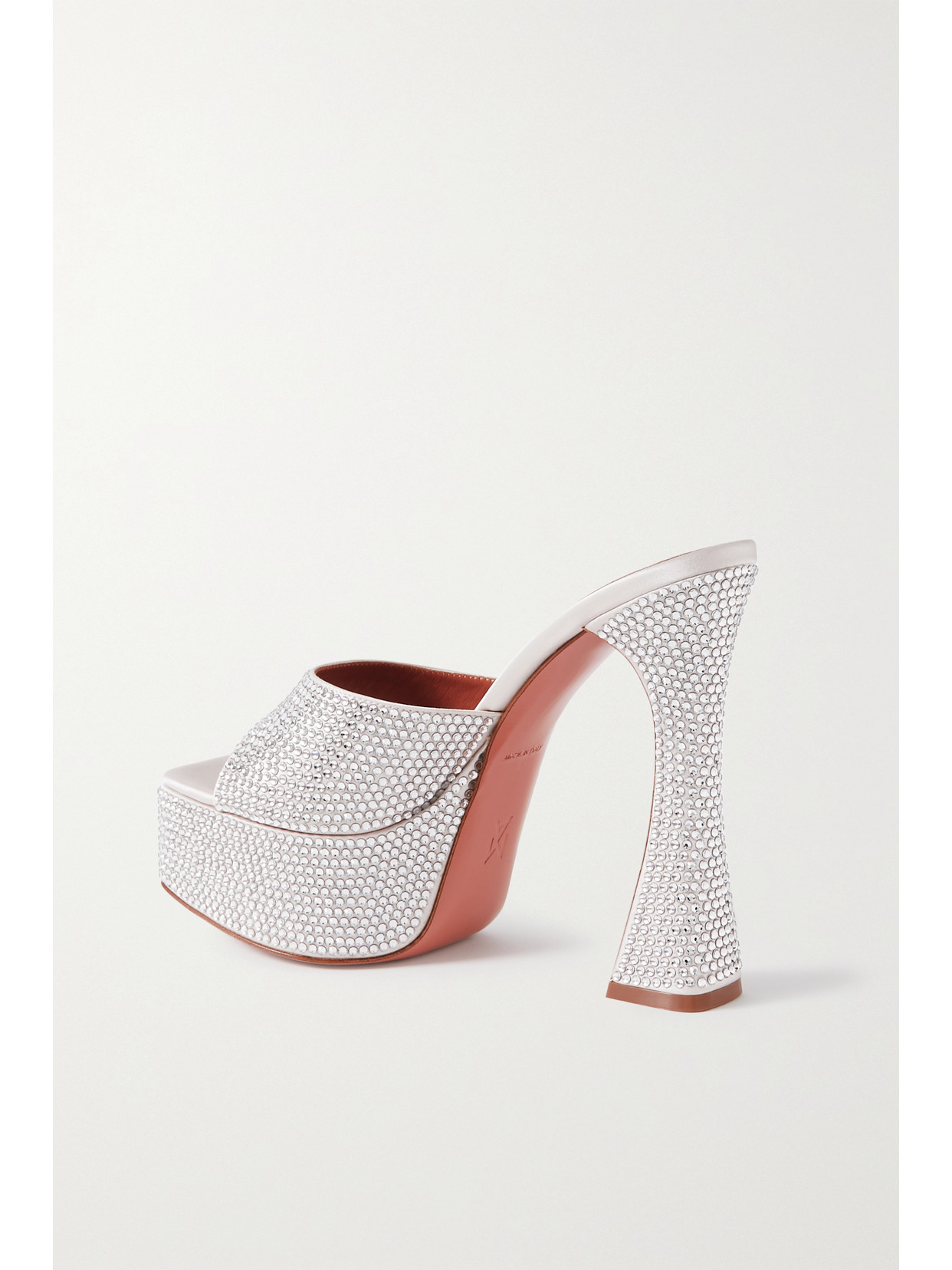 Amina Muaddi Dalida Crystal-embellished Satin Platform Sandals In Silver