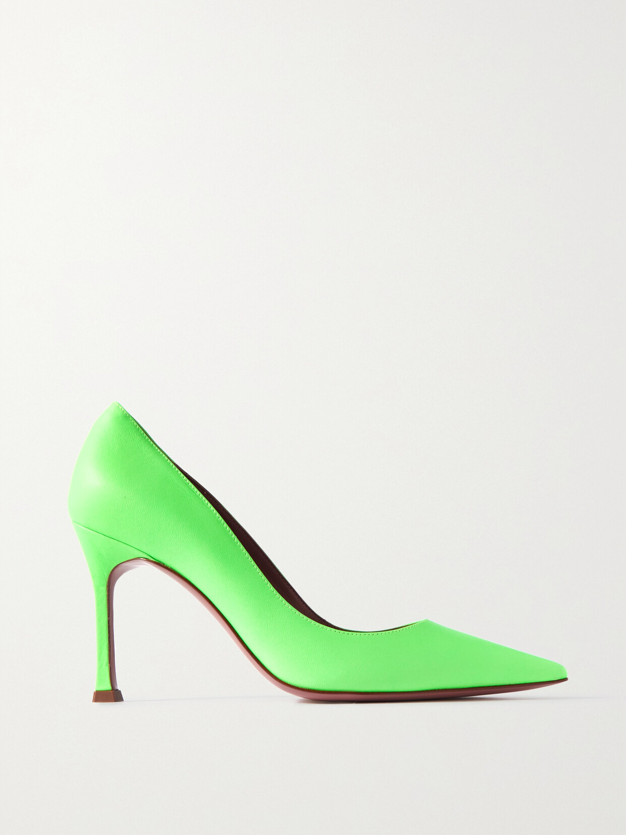 Amina Muaddi - Sharon Neon Leather Pumps - Green