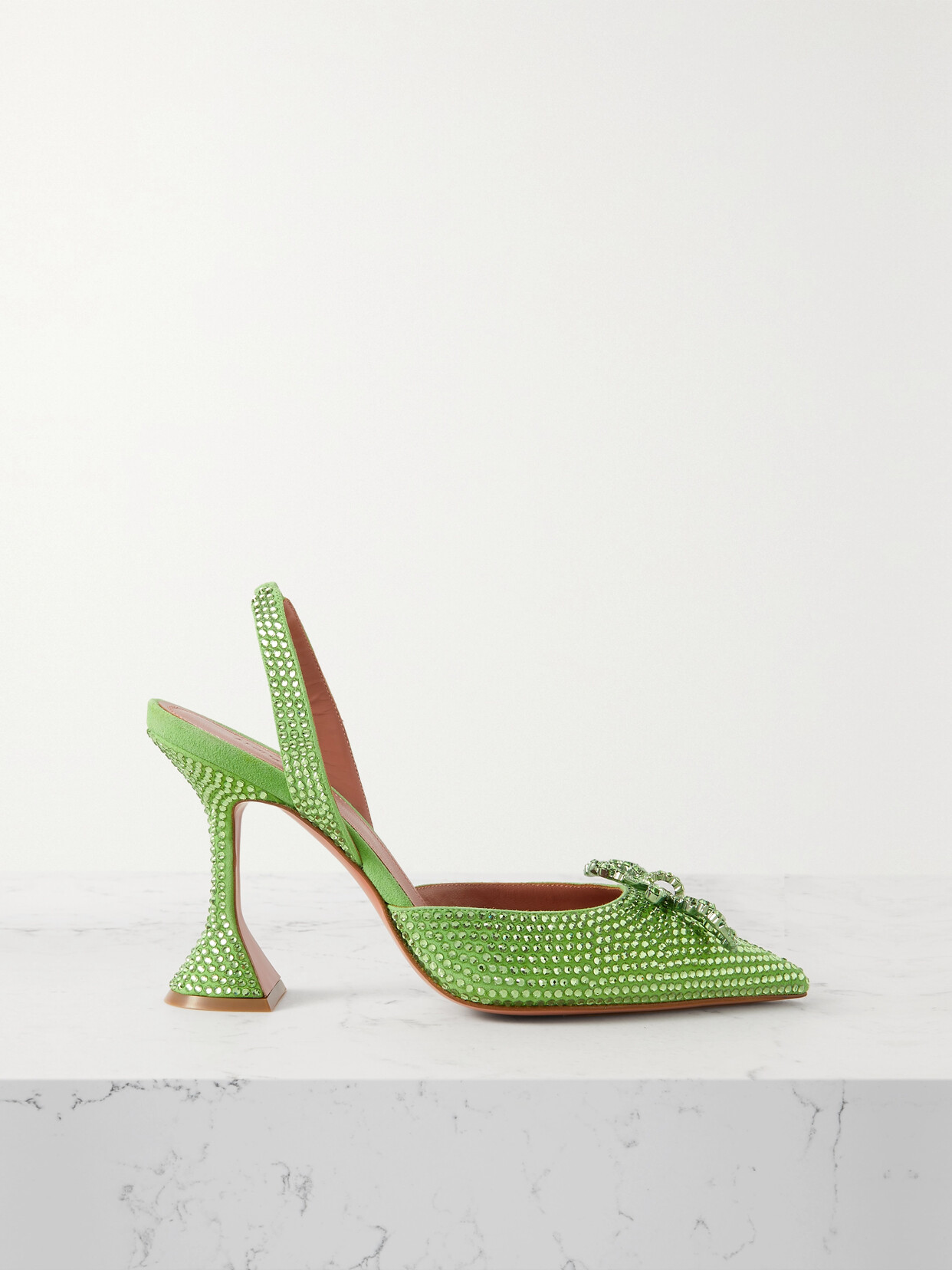 Amina Muaddi - Rosie Crystal-embellished Suede Slingback Pumps - Green